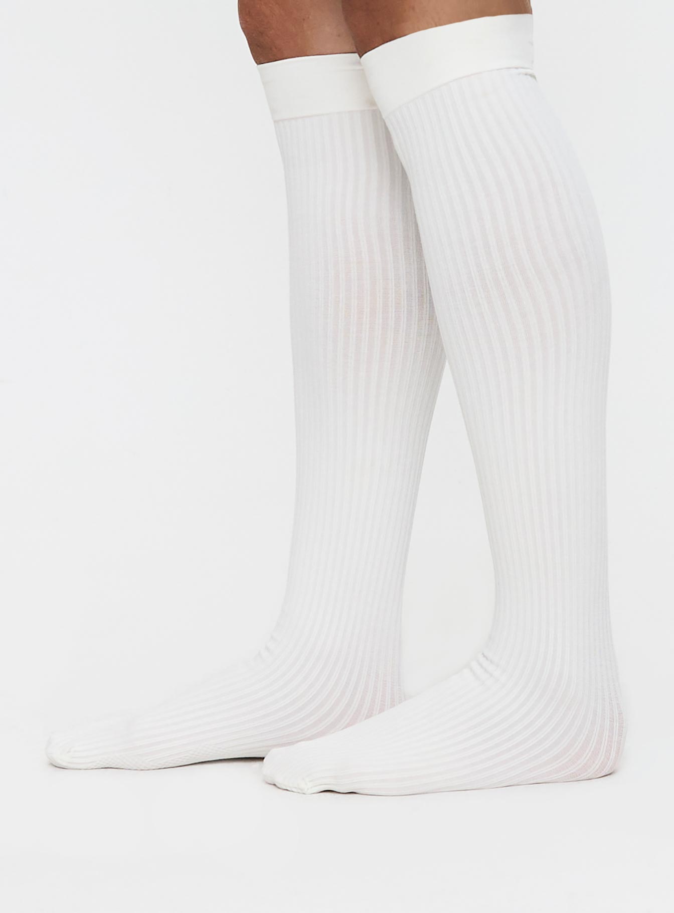 Sabryna Over Knee Socks White、mySite、solidvoid