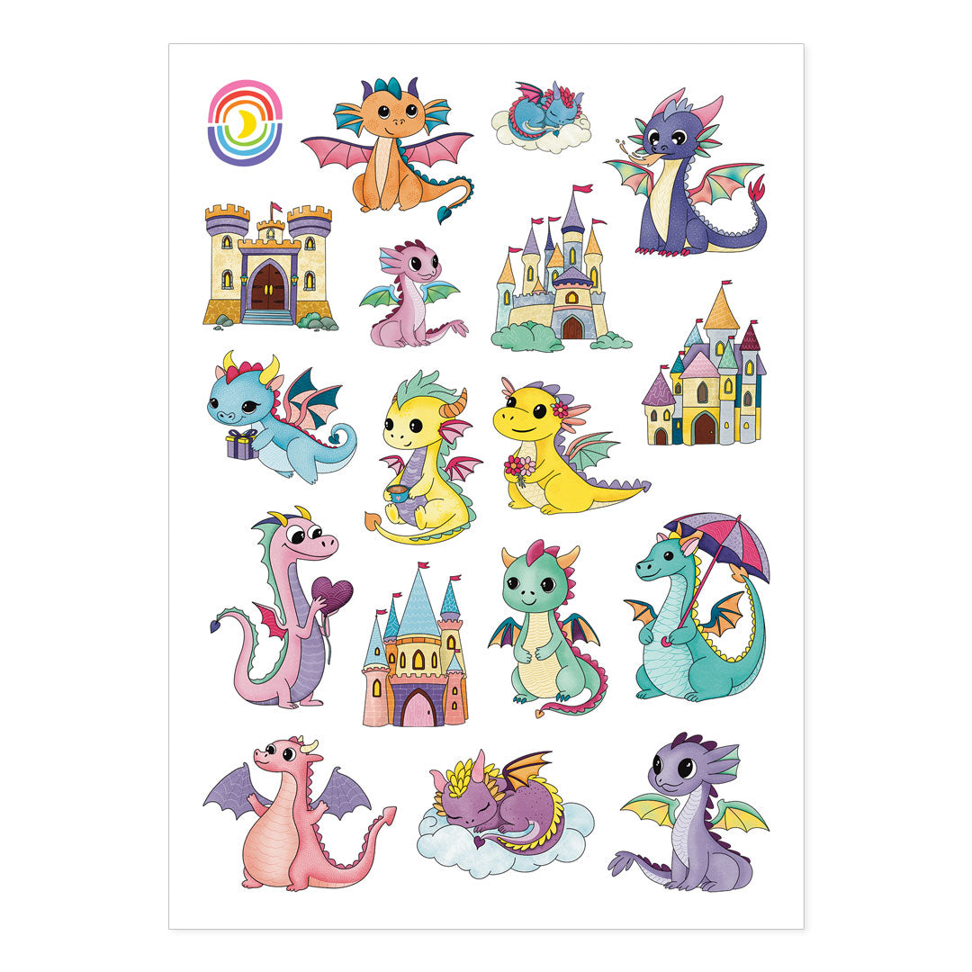  Dragon Tales A6 Frosted Glitter Sticker Sheet、mySite、ghnorth
