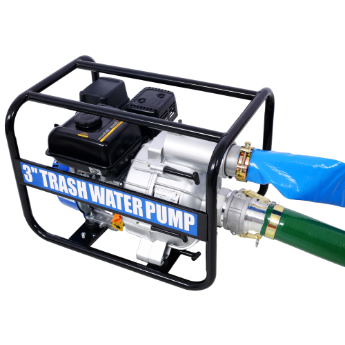 Semi Trash Pump 3 inch, 209cc 7HP 4 stroke OHV ENGINE, Gas Powered Semi Trash Water Pump 50 ft Discharge Hose, 12 ft Suction Hose with Complete Fittings,EPA compliant、、eastwooduniform