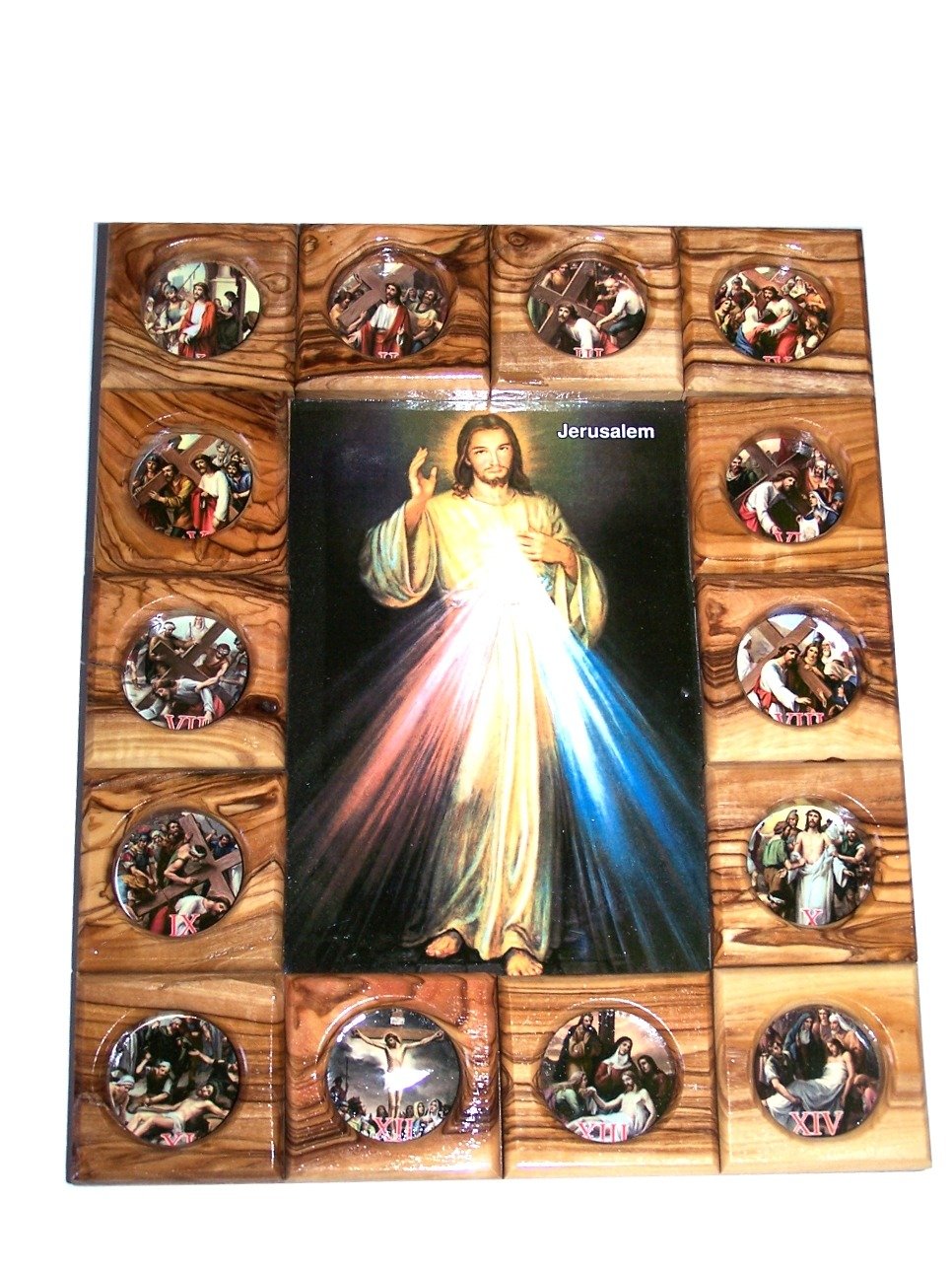 Holy Land Market Stations of The Cross Icon Plaque All in Olive Wood from Bethlehem (29 x 24 cm or 11.5 x 9.5 inches)、mySite、topwebapps