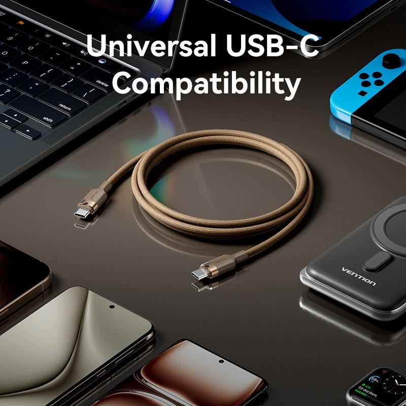 Vention USB 2.0 Type-C Male to Type-C Male 5A Cable Aluminum Alloy Type、mySite、fannypackpong
