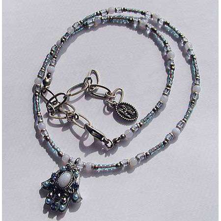 Michal Golan Blue Lace and Agate Hamsa Necklace、mySite、topwebapps