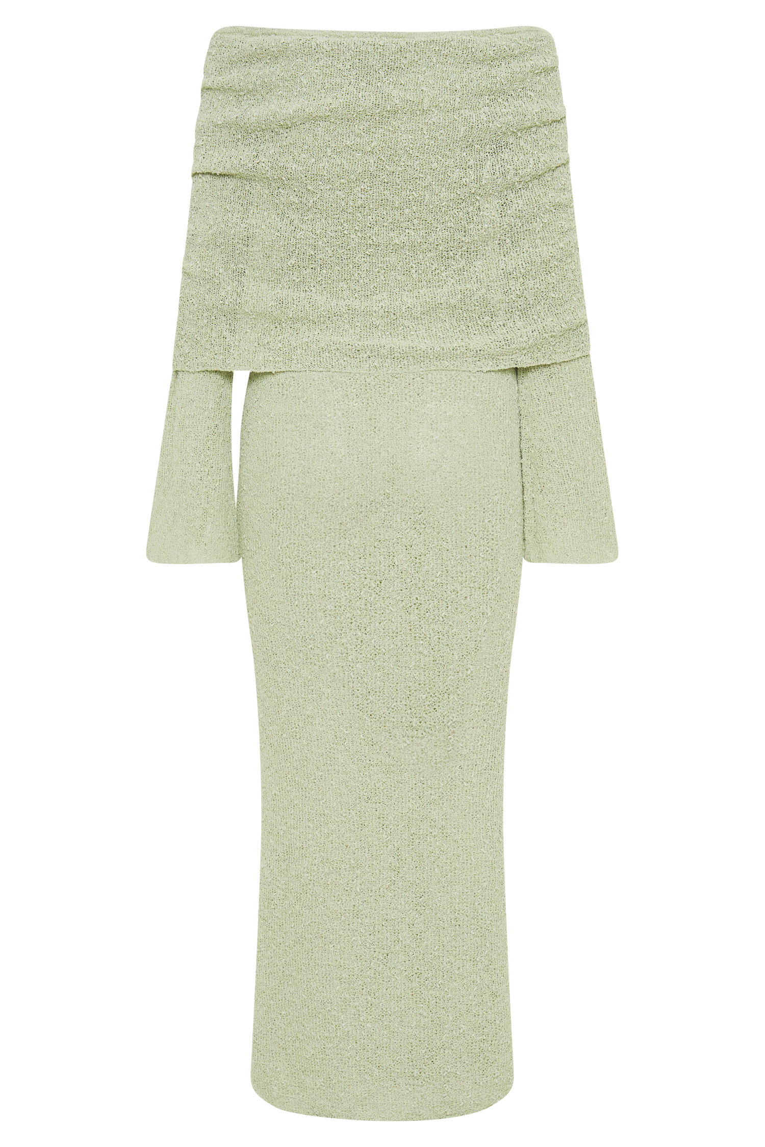 Marisol Off Shoulder Boucle Maxi Dress - Pastel Green、mySite、solidvoid