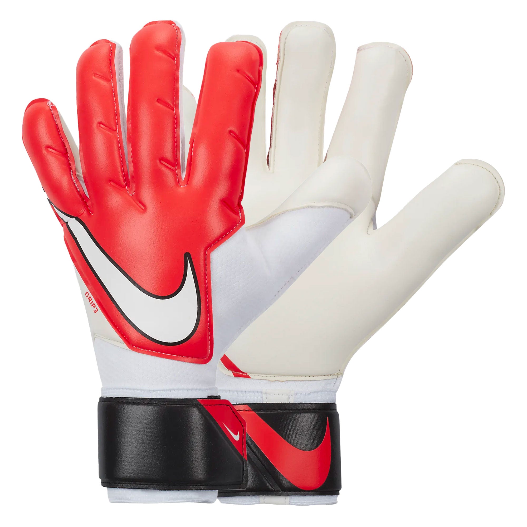 Nike Men's Grip 3 Goalkeeper Gloves White/Red、mySite、noshort