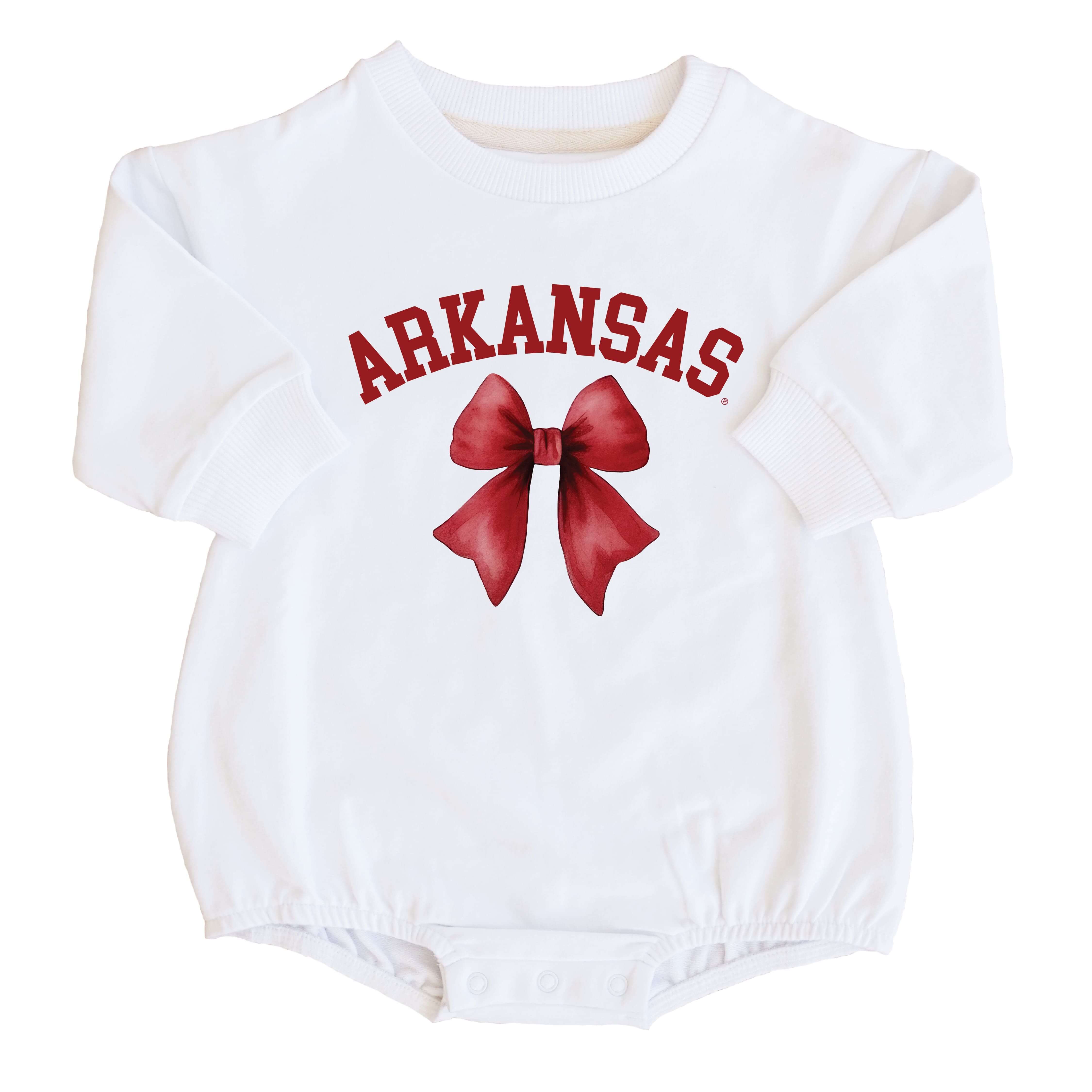  University of Arkansas | Football & Bows Graphic Sweatshirt Bubble Romper、mySite、layawaytickets