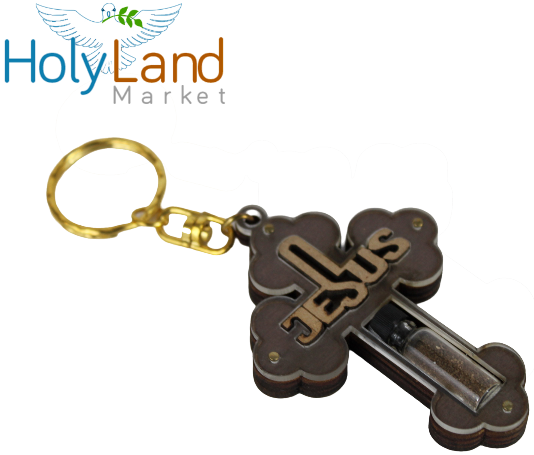 Holy Land Market Religious samples thick large Jesus Cross keys ring (3.25 x 2.25 inches) with Soil Sample from the Holy Land、mySite、elrpsem3k