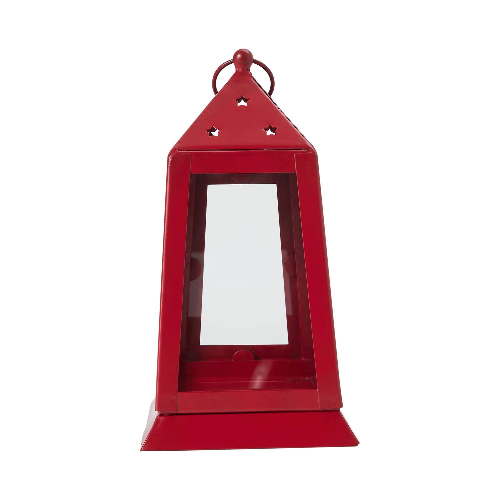 Metal & Glass Farmhouse Lantern Barn Red Tealight Holder 9x5x5、mySite、g9winljtr
