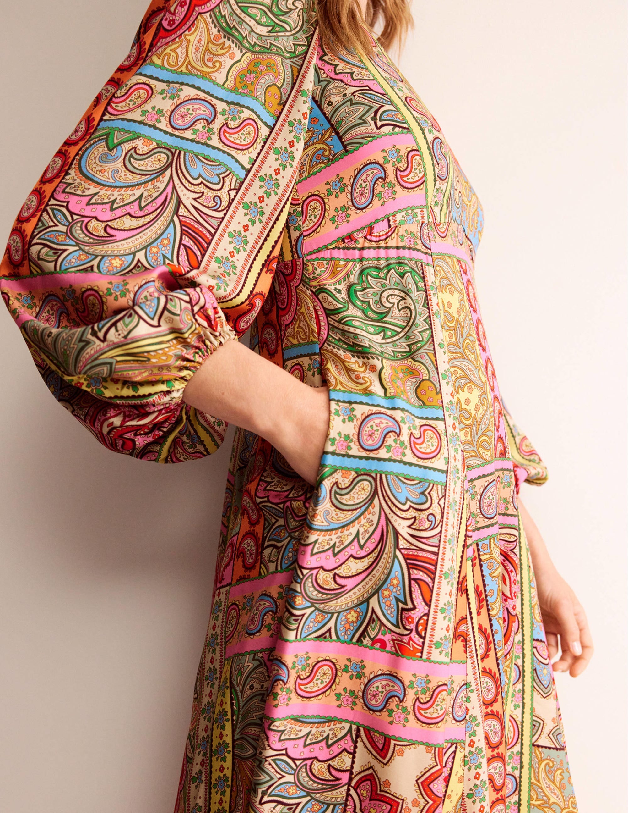  Blouson Sleeve Maxi Tea Dress-Multi, Patchwork、mySite、ashleygrahame