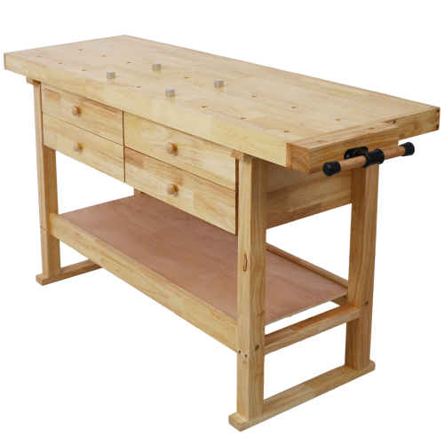 55-Inch Wood Workbench - Wooden Workbench for Garage Workshop and Home、、eastwooduniform