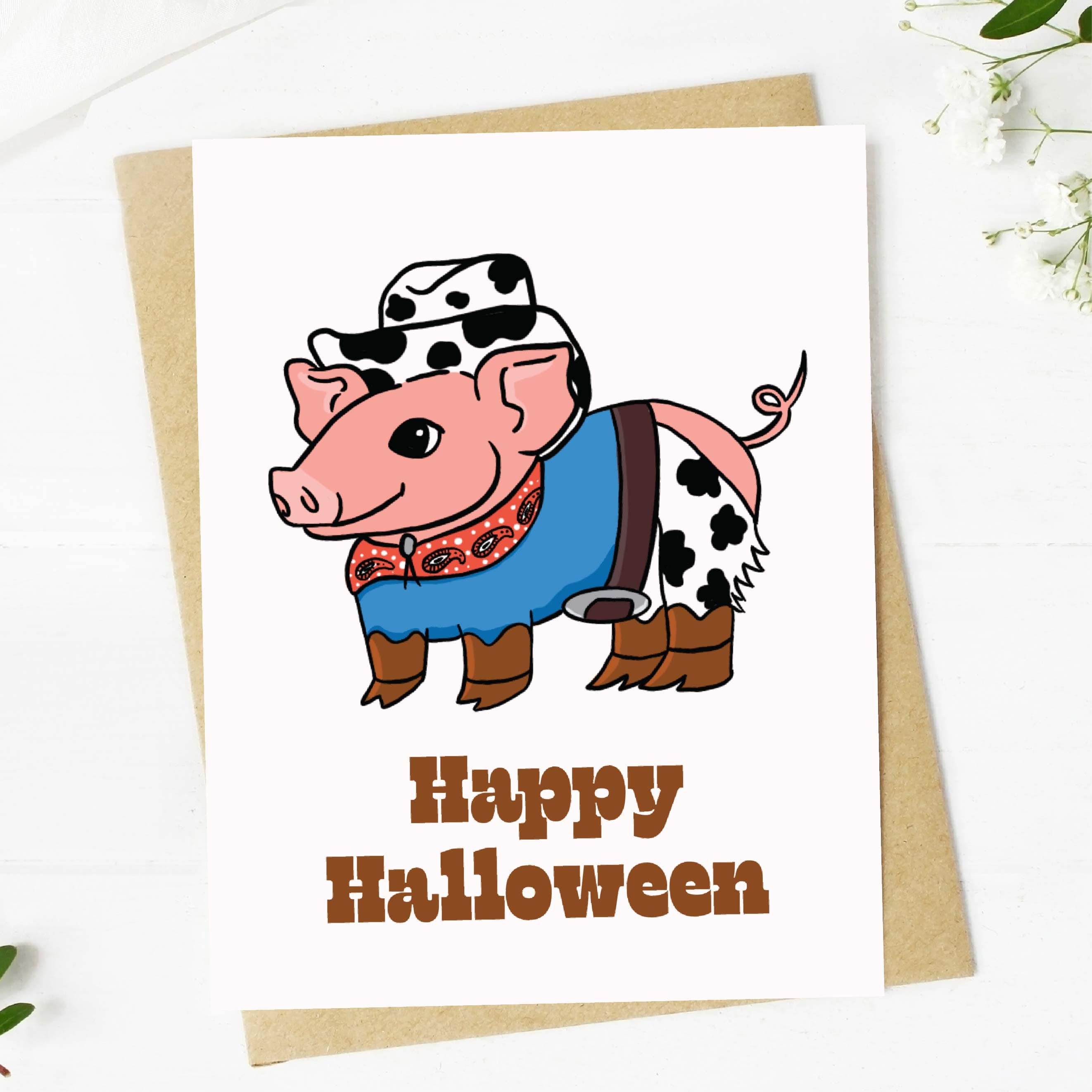  Happy Halloween Pig Cowboy Card、mySite、ghnorth