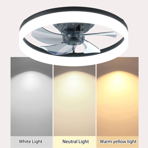 Ceiling Fans with Lights Dimmable LED Embedded installation of thin modern ceiling fans(Orange)、、eastwooduniform