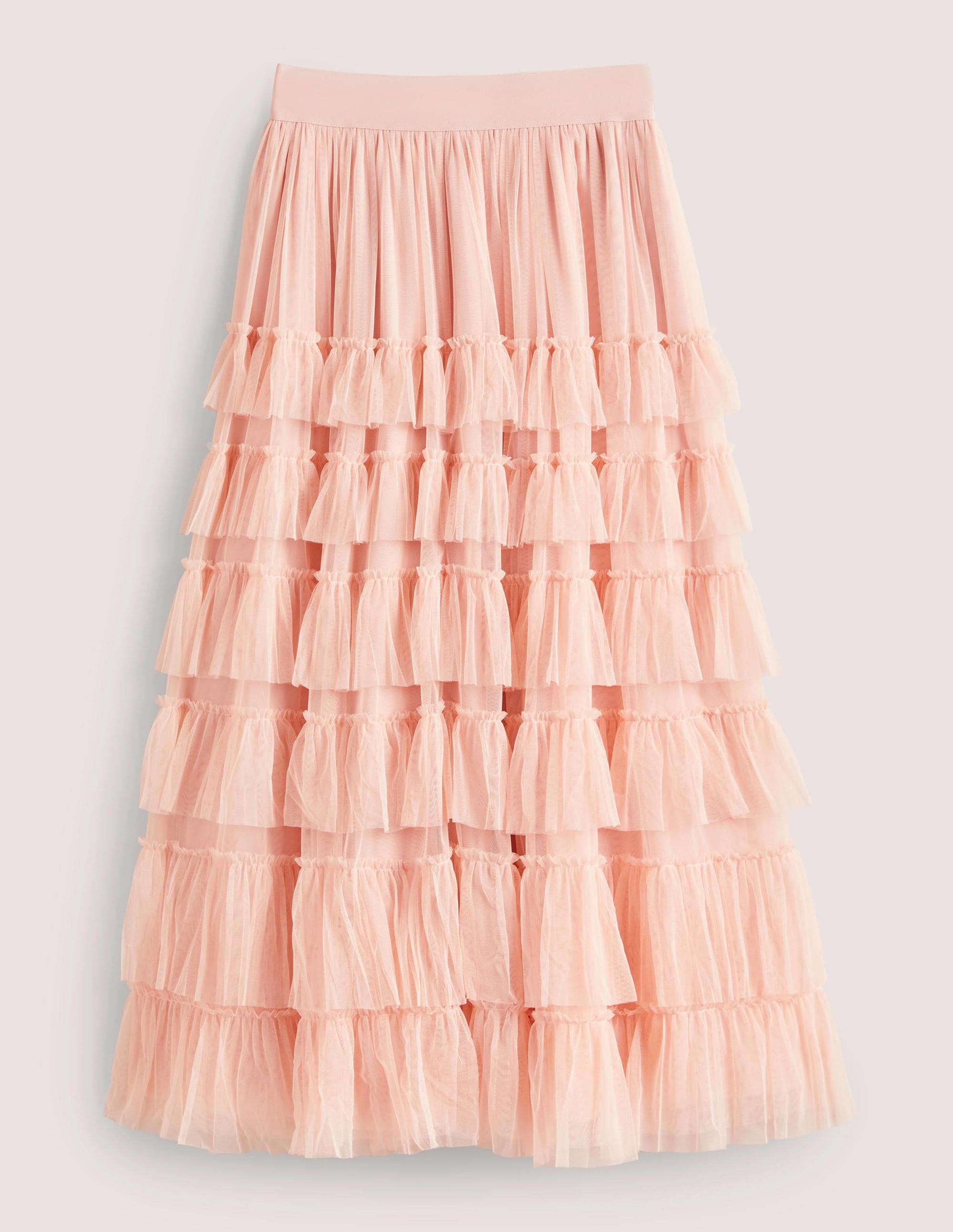  Pink Ruffle Tulle Midi Skirt-Antique Rose、mySite、ashleygrahame