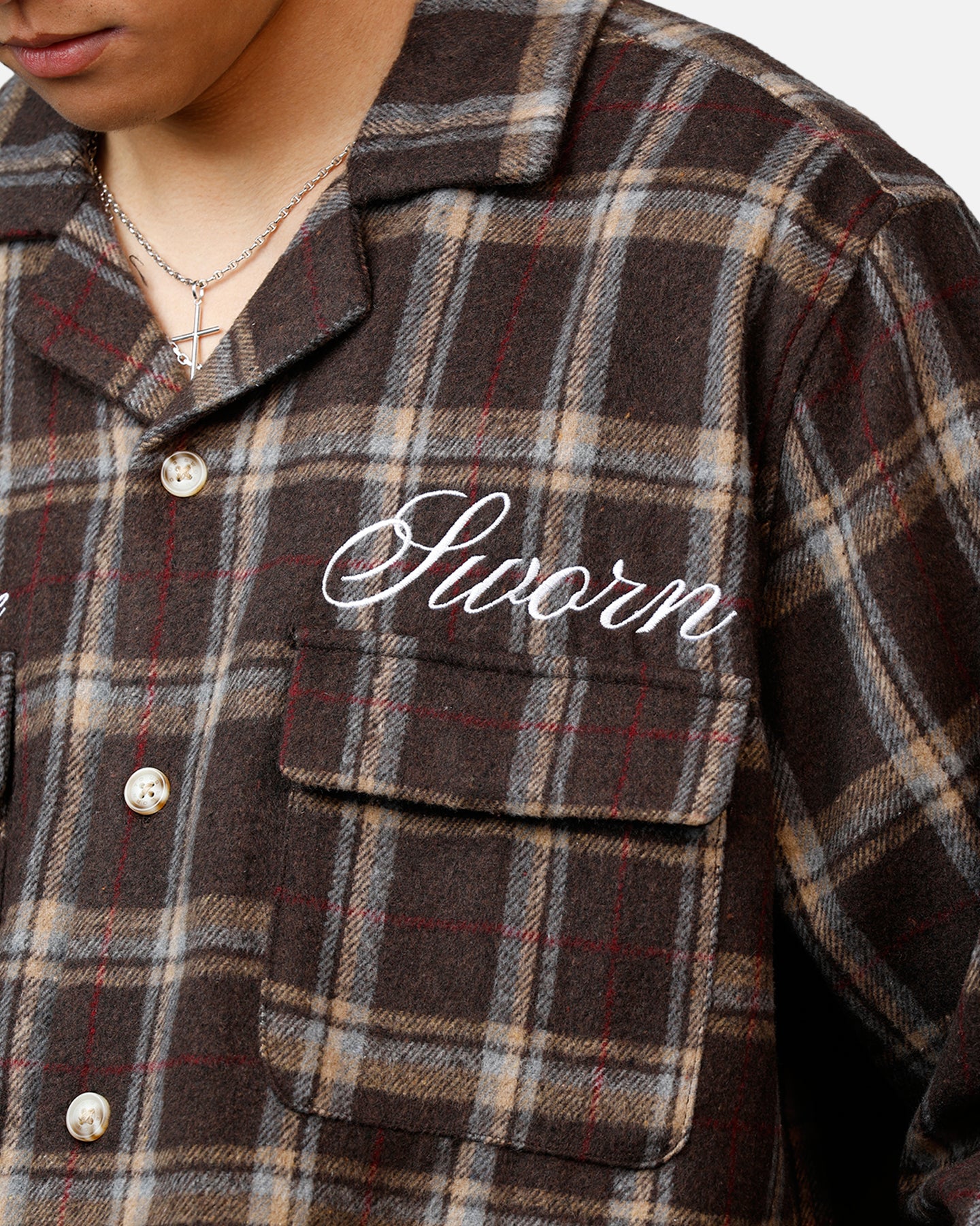 Sworn To Us Lotus Angel Flannel Button Up Shirt Brown、mySite、zt4zffjzw