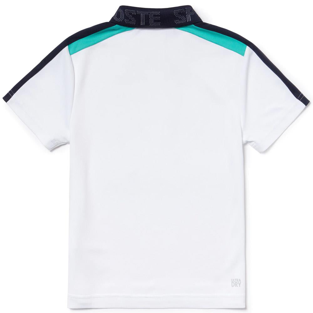 Lacoste Boys Sport Polo - White/Green/Navy