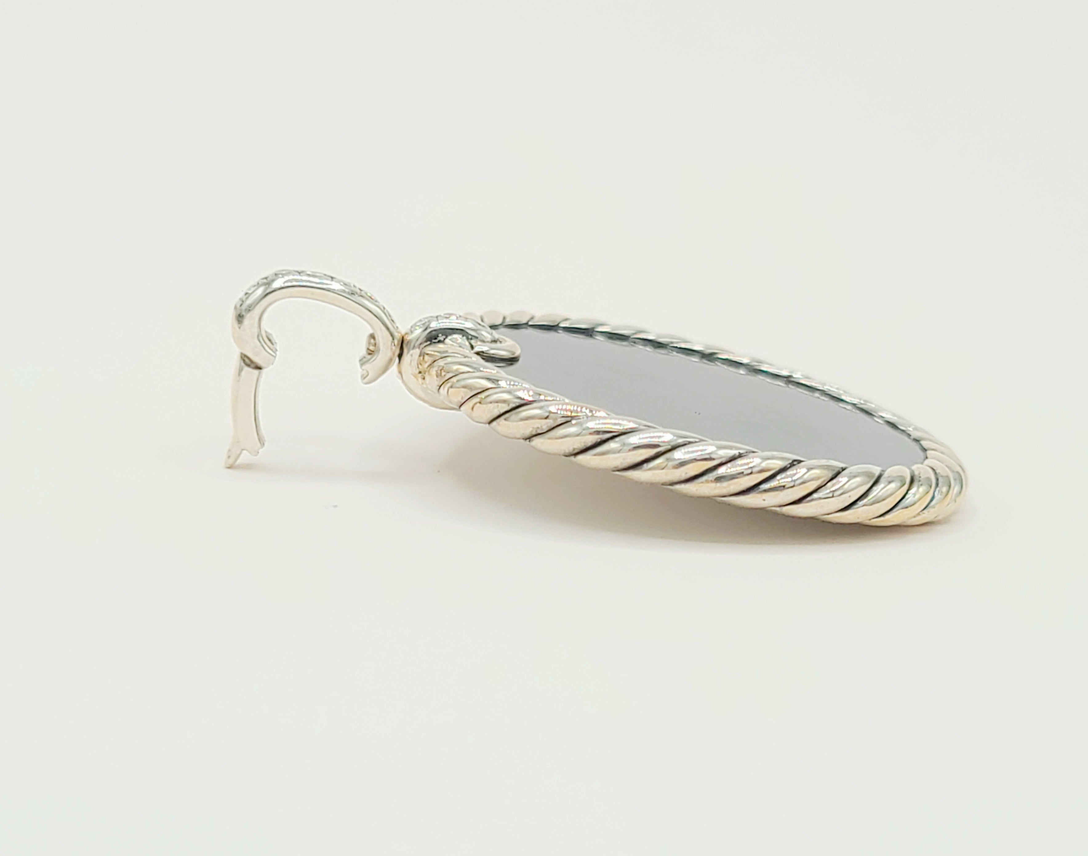 David Yurman Elements Mother of Pearl Onyx Diamond Reversible Pendant Enhancer 32mm、mySite、hinf8tx79