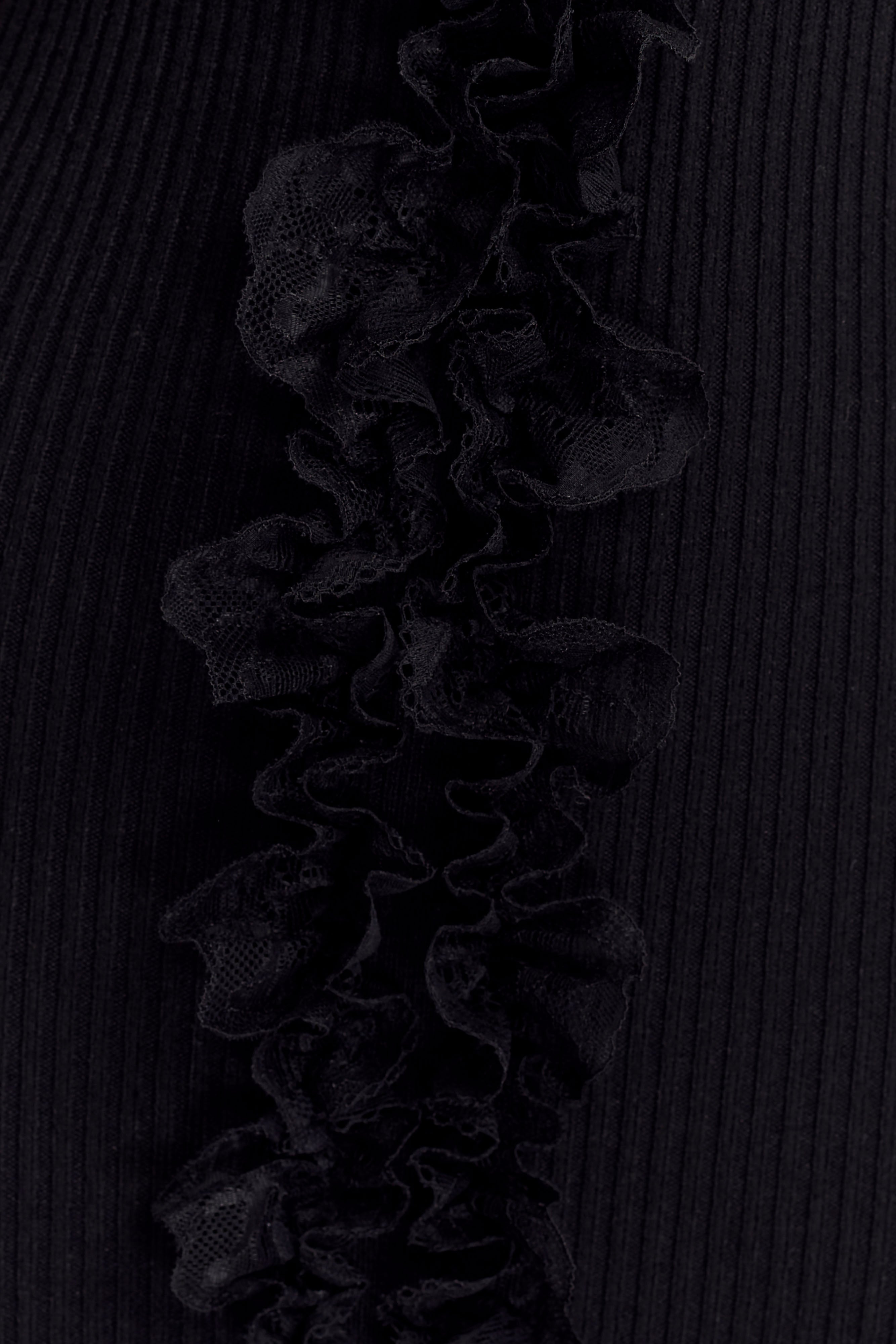 Shay Lace Ruffle Knit Midi Dress - Black、mySite、solidvoid