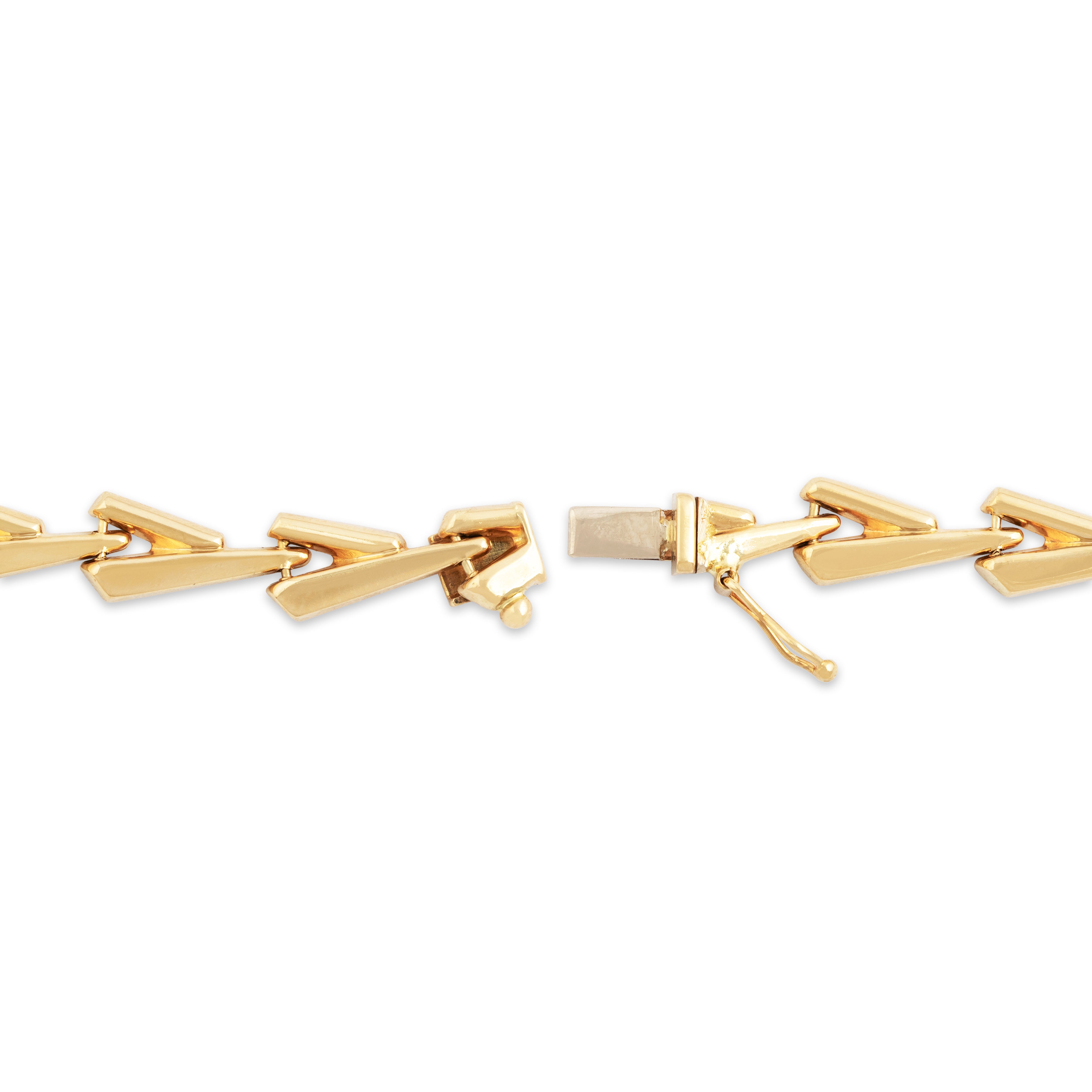 Vintage Italian 18k Yellow Gold Chic Geometric Arrow Link Bracelet 7、mySite、hinf8tx79