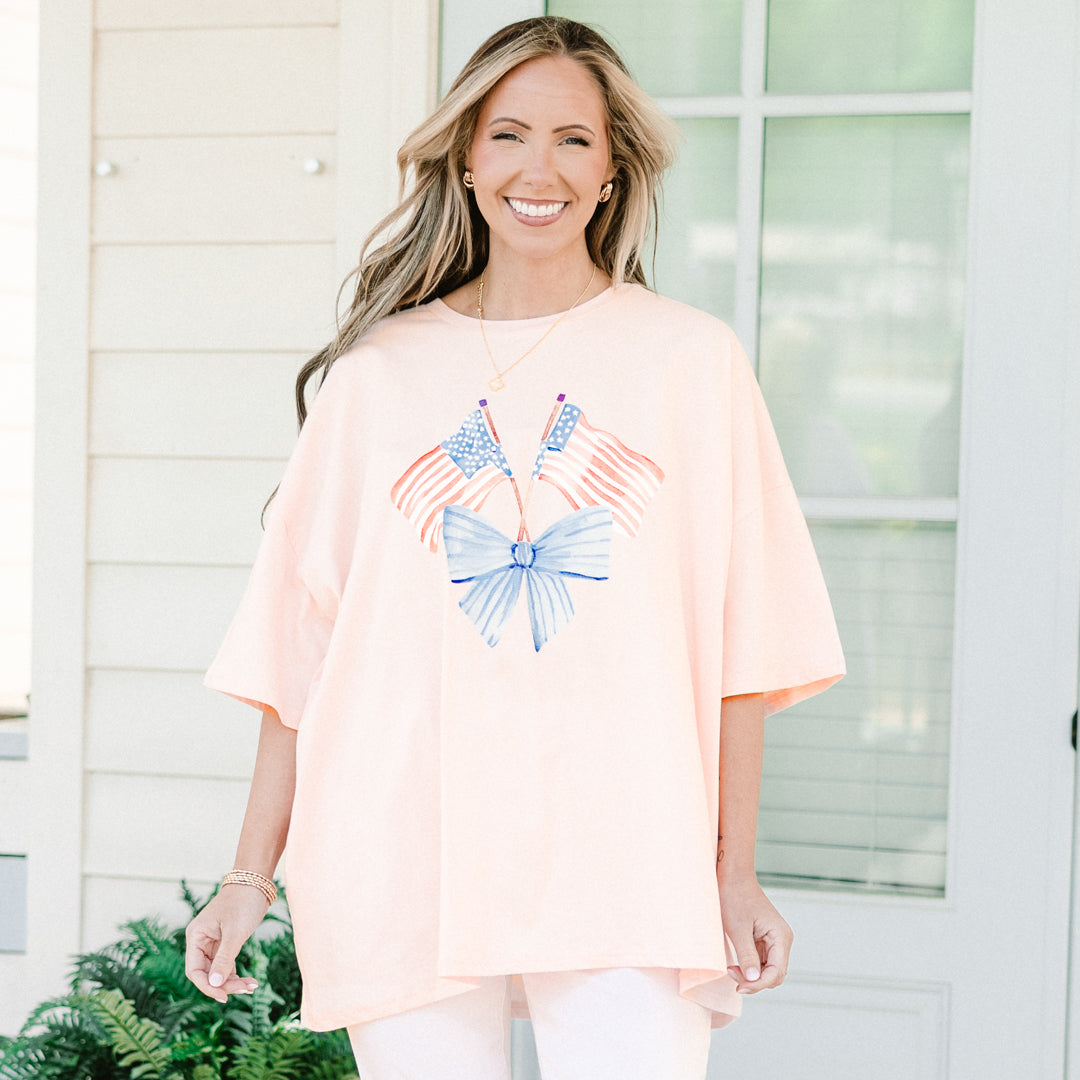  Pretty in Red, White and Blue Boyfriend Tee, Cream Pink、mySite、justintrudeaud