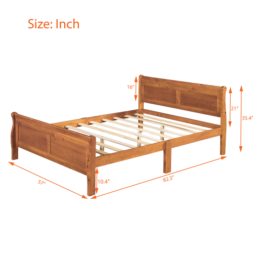 Wood Platform Bed Twin Bed Frame Mattress Foundation Sleigh Bed with Headboard/Footboard/Wood Slat Support、、casual