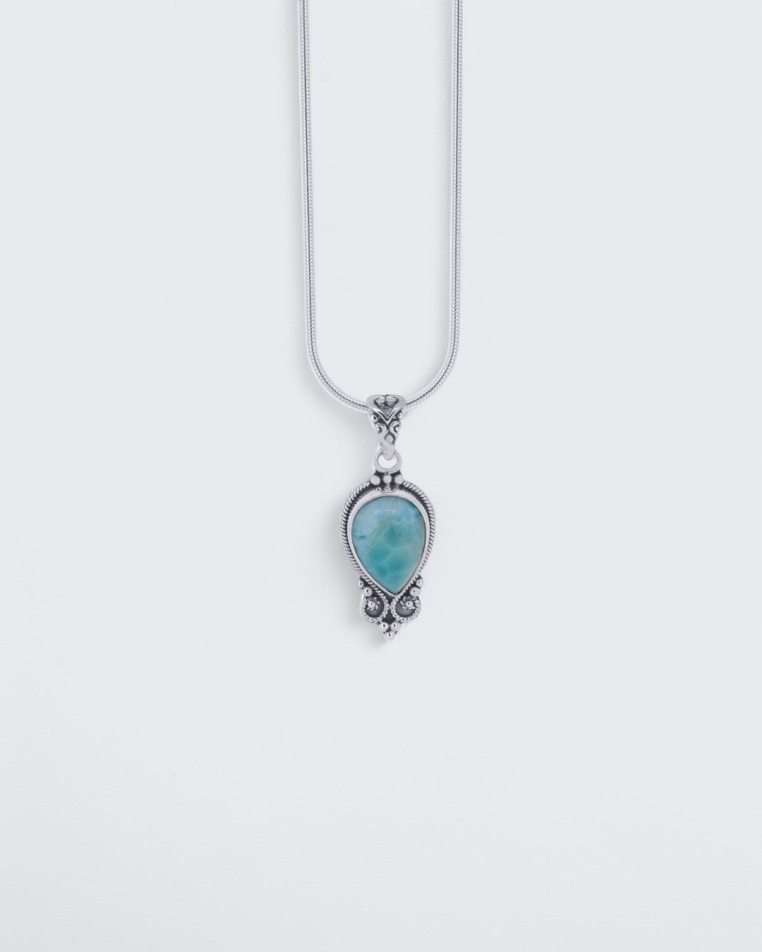 Sterling Silver Pear-Shaped Larimar Pendant、mySite、topwebapps