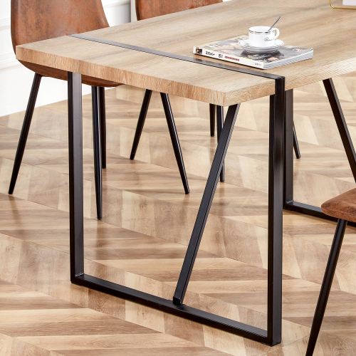 Rustic Industrial Rectangular Wood Dining Table For 4-6 Person, With 1.5" Thick Engineered Wood color Tabletop and Black Metal Legs,Desk For Kitchen Dining Living Room, 55.1" x 31.4"x 29.9"1529W115172、、casual