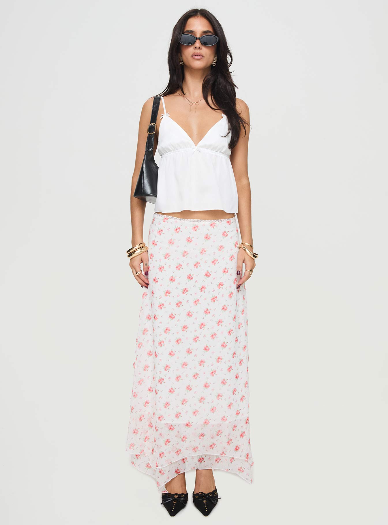 Dancing In A Field Maxi Skirt Pink Floral、mySite、solidvoid