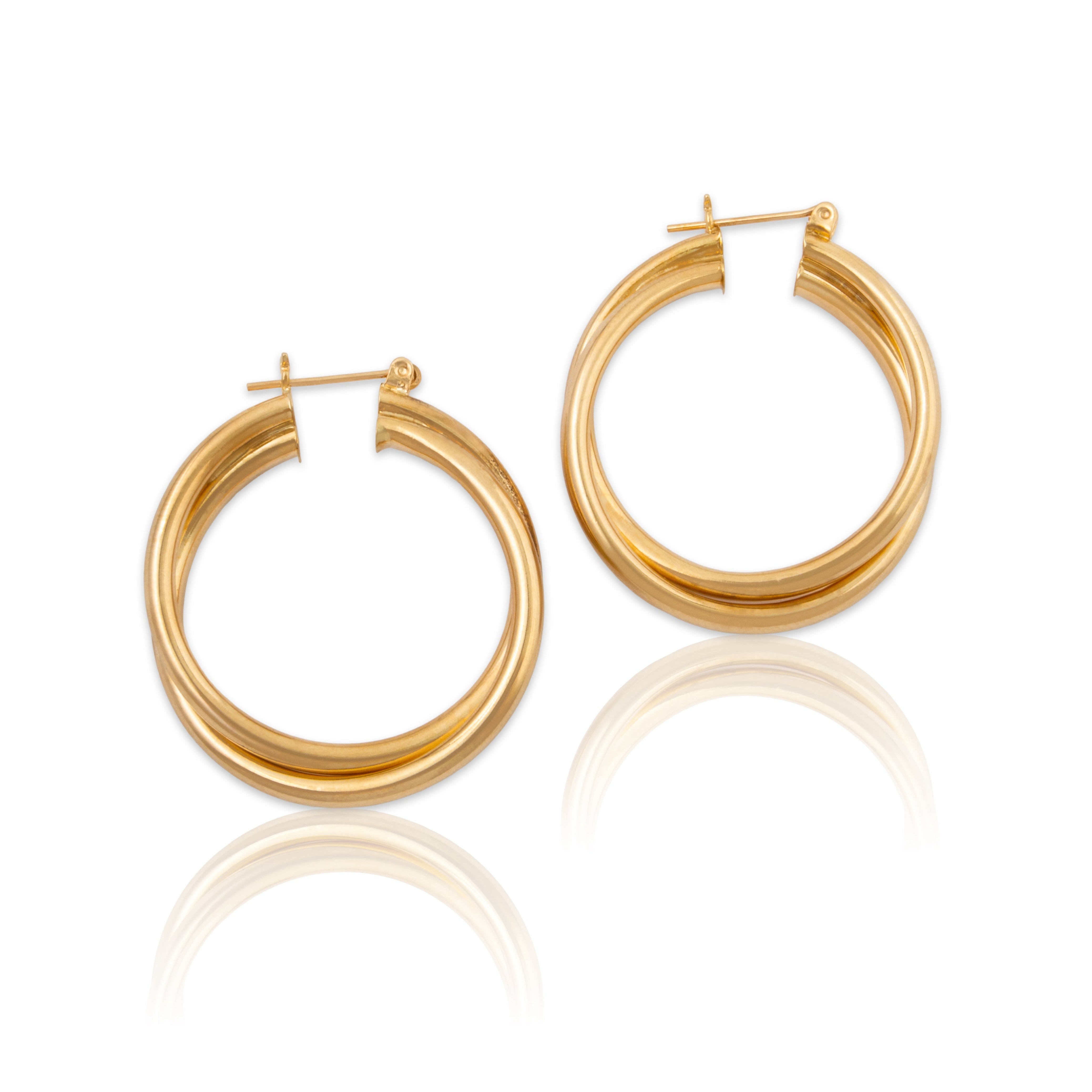 Vintage 14k Yellow Gold Twisty Tubes Hoop Earrings、mySite、hinf8tx79