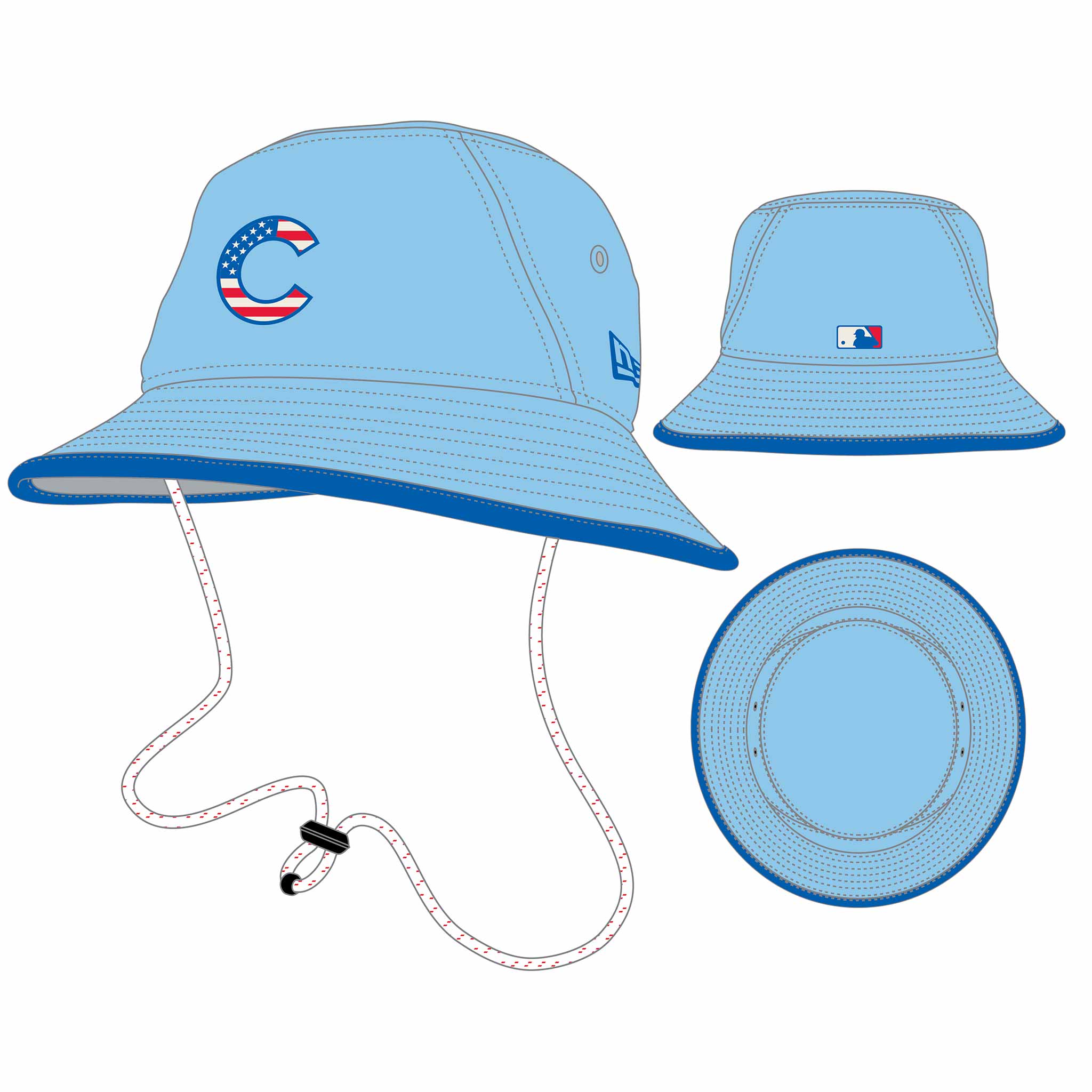 Chicago Cubs New Era 2025 Fourth of July Bucket Cap、mySite、vikingsvslions