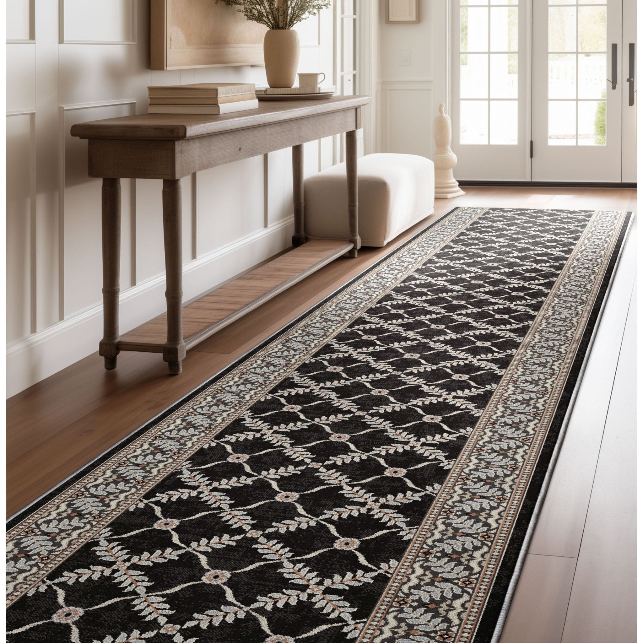 Custom Size Runner Regency Lattice Midnight Ash Choose Your Width x Choose Your Length Hallway Runner Rug、mySite、gigharbornorthrealestate