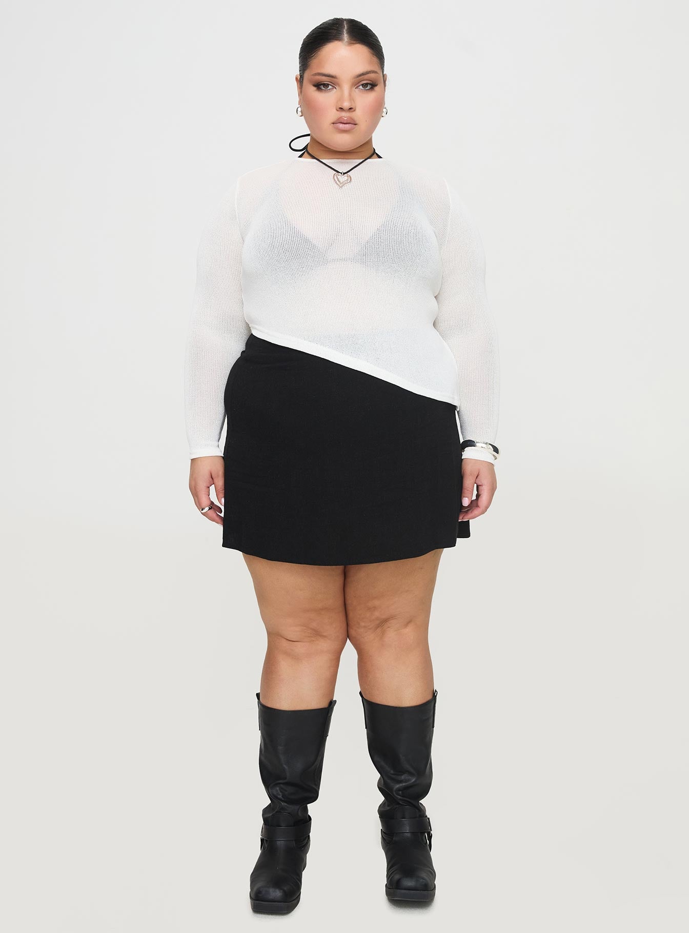 Pratt Long Sleeve Top White Curve、mySite、solidvoid