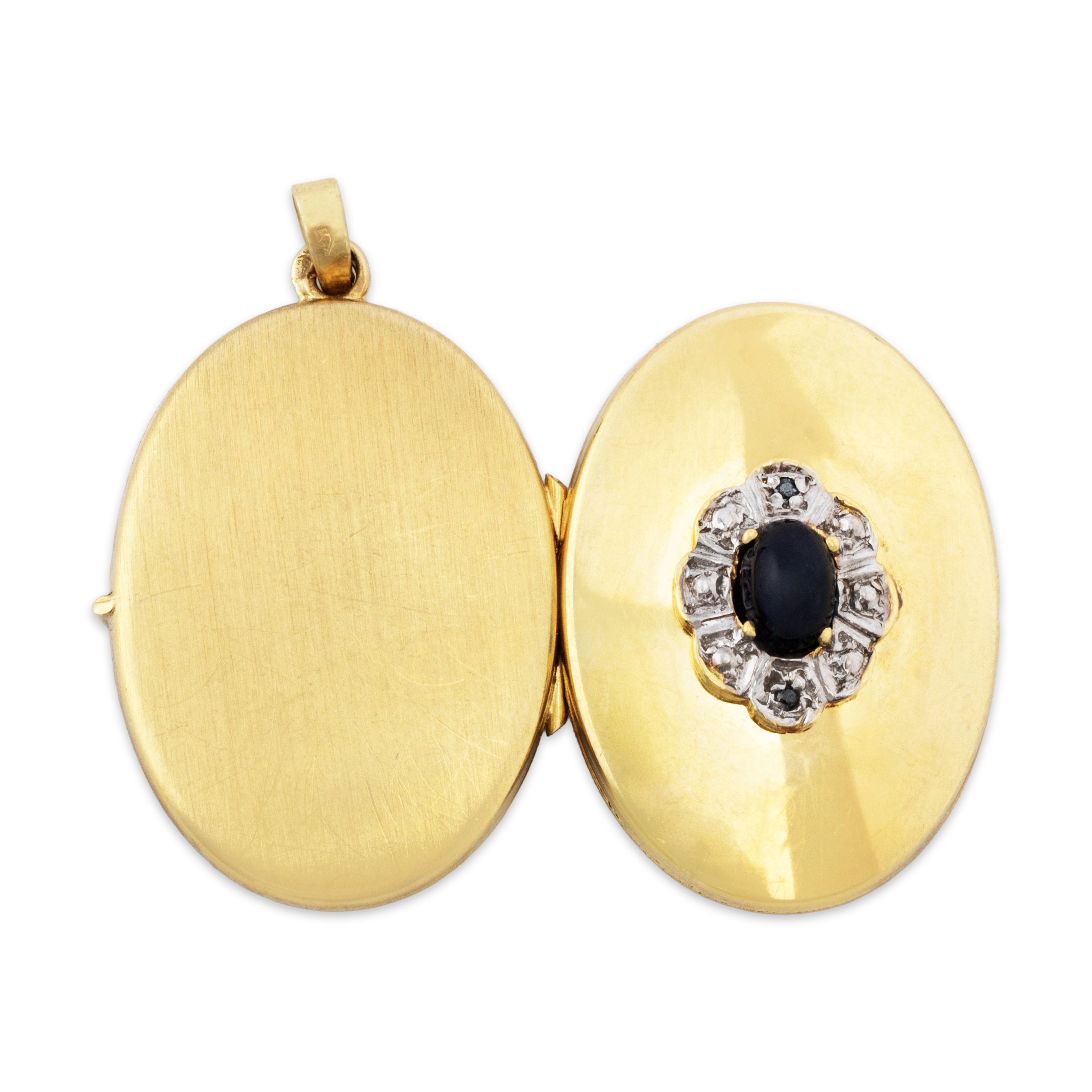Vintage Large 14k Yellow Gold Blue Sapphire Diamond Lovely Locket Pendant、mySite、hinf8tx79