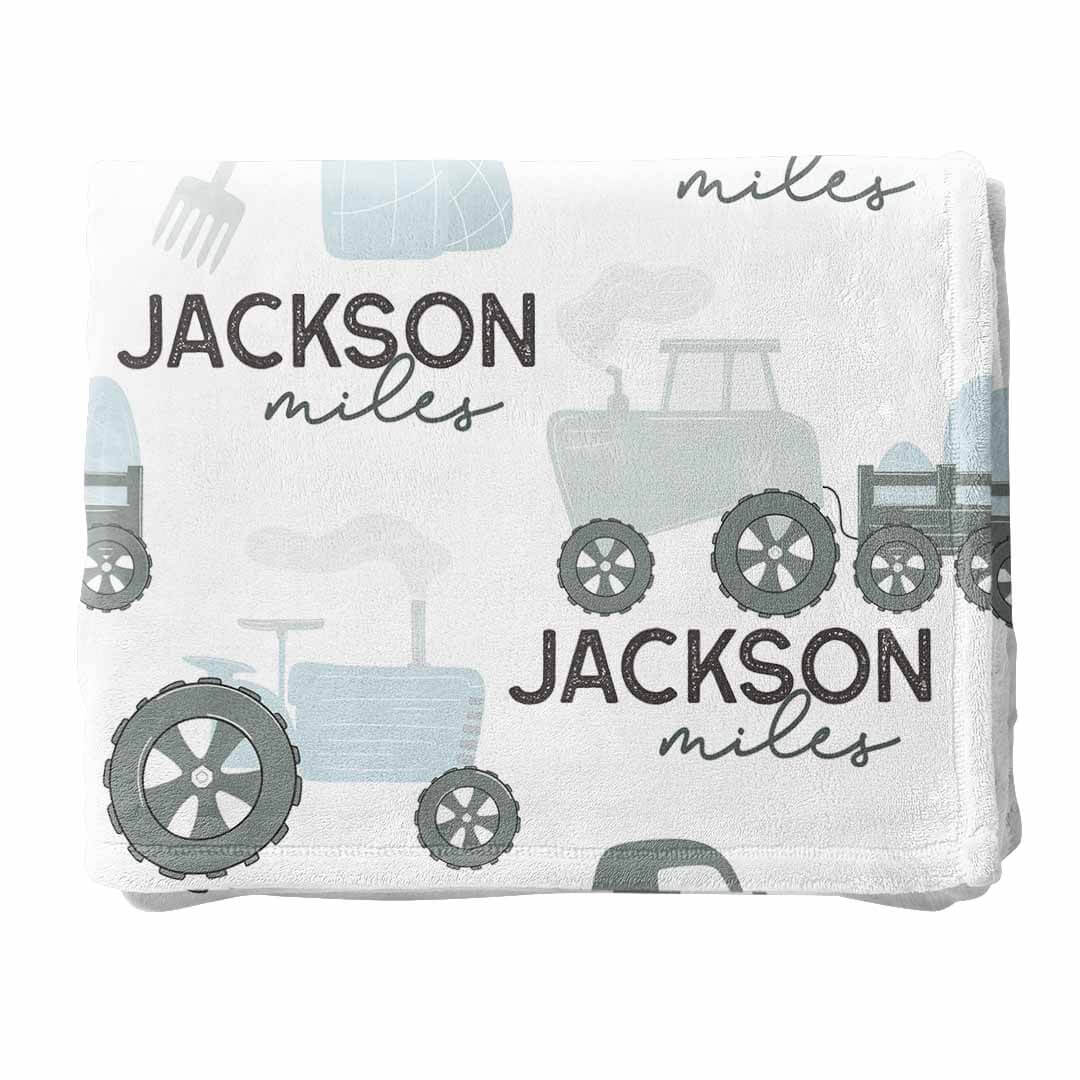  Tiny Tractors Personalized Toddler Blanket | Blue、mySite、layawaytickets