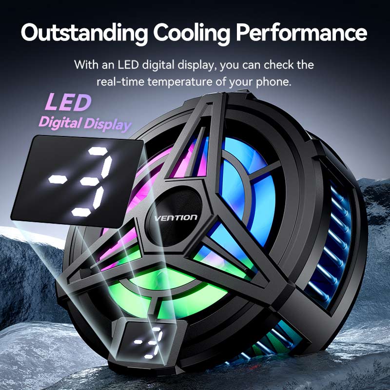 Vention Magnetic Mobile Phone Cooler with 3-Gear Adjustment Black LED Display Type、mySite、fannypackpong
