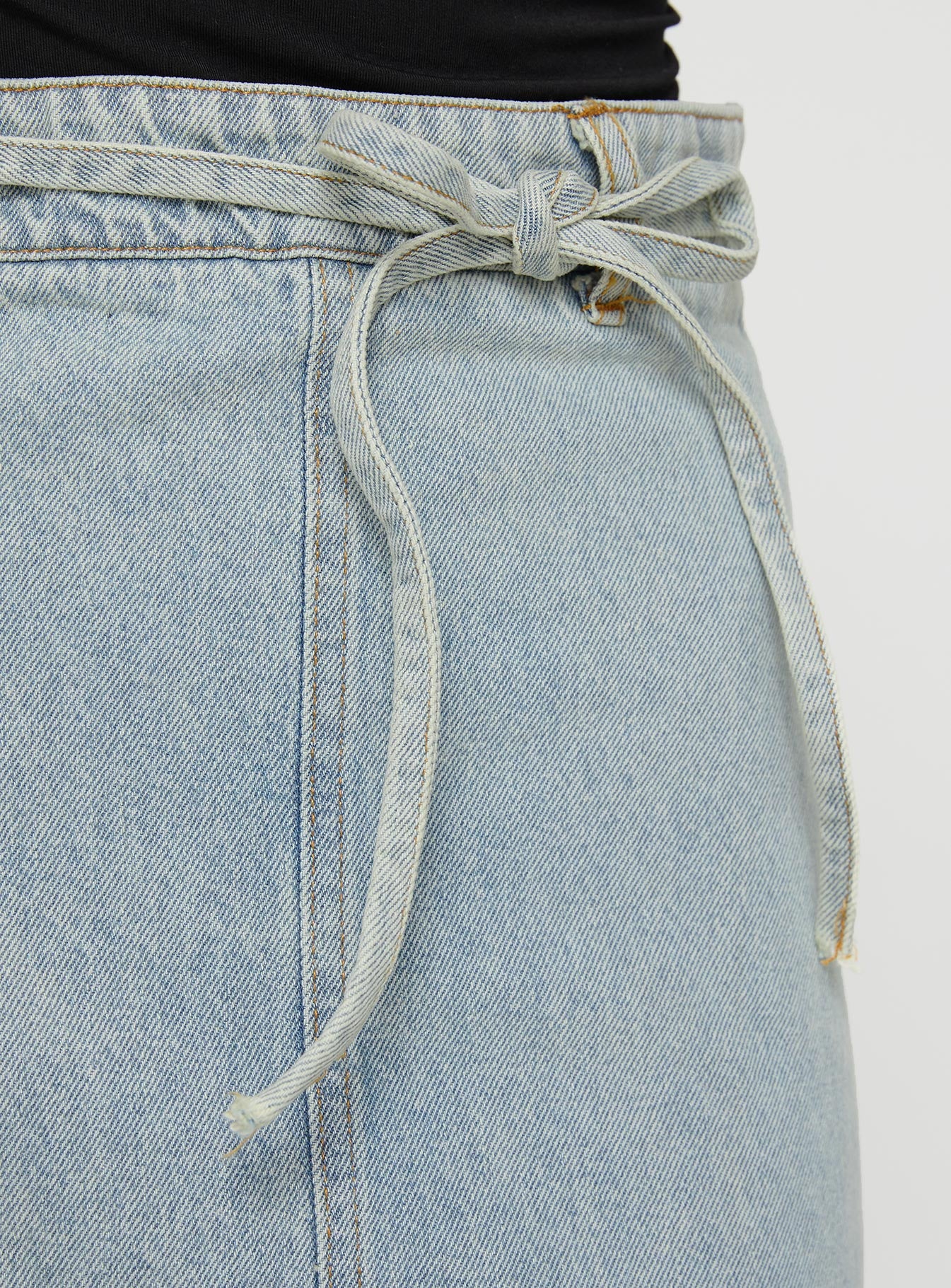 Brandee Tie Front Denim Maxi Skirt Light Wash、mySite、solidvoid