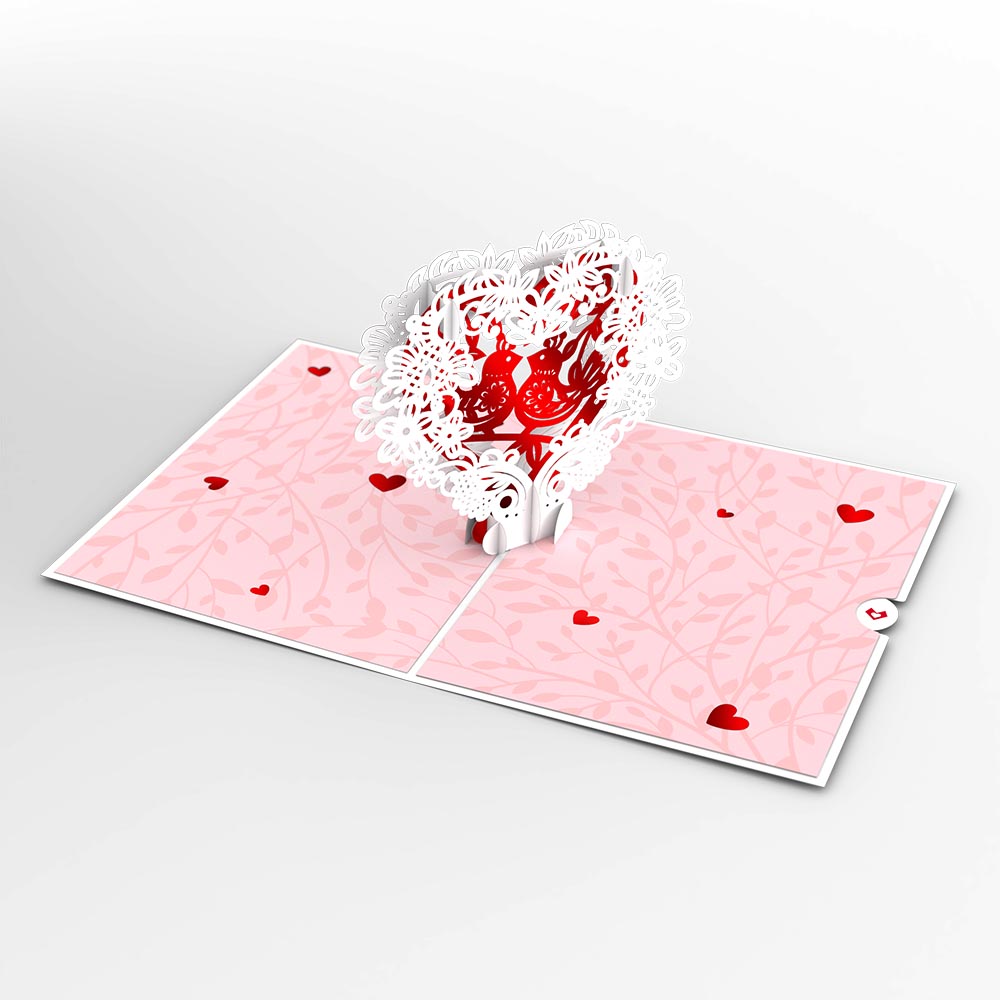 Vintage Love Birds Valentine's Day Pop-Up Card、mySite、solidvoid