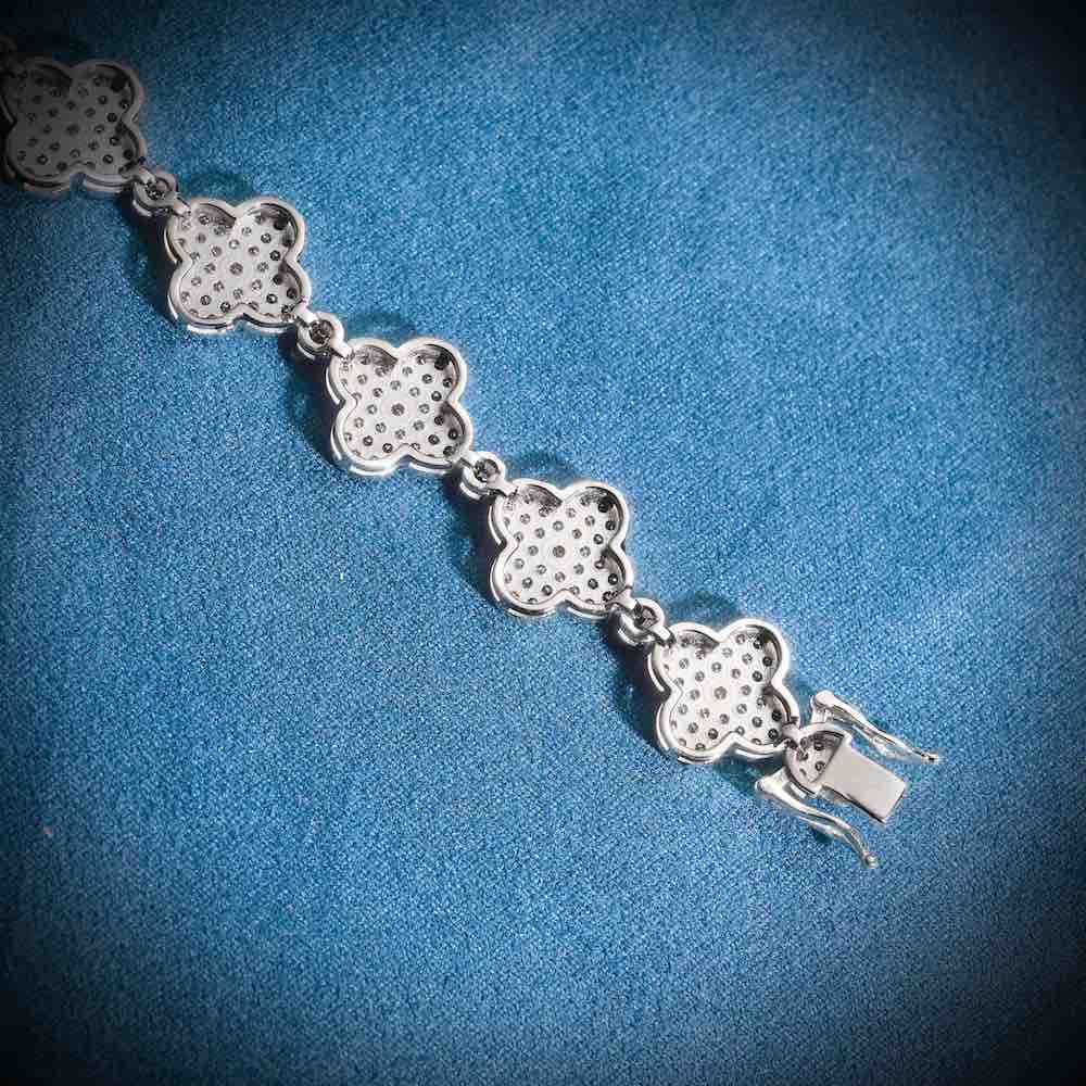 12MM Four Leaf Moissanite Beads Bracelet 14K Gold、mySite、hinf8tx79