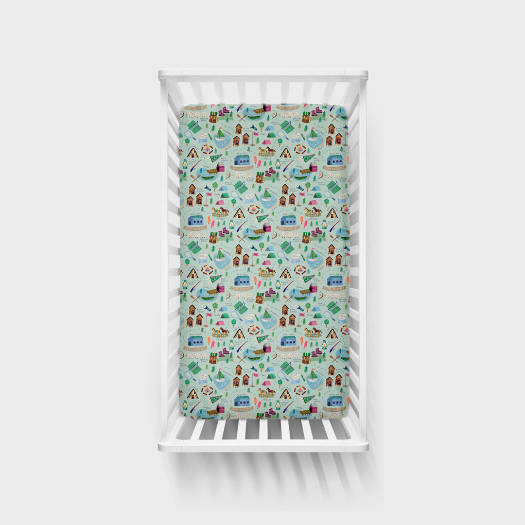 Green Camp Sleepies Fitted Crib Sheet、mySite、g9winljtr