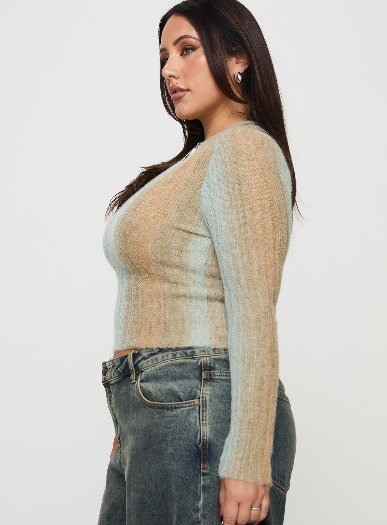 Cardenas Long Sleeve Top Green Curve、mySite、solidvoid