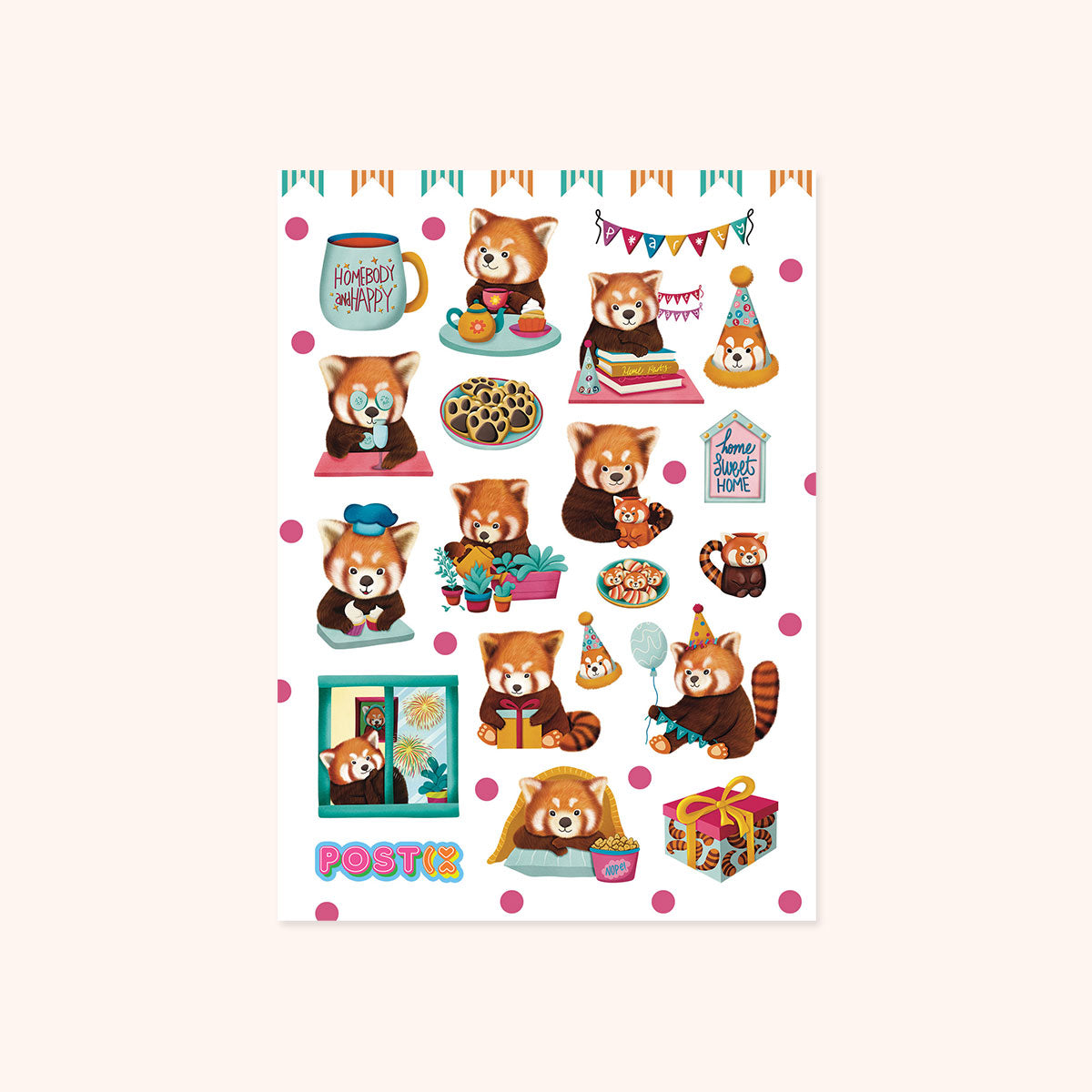 Red Panda Party for One Sticker Sheet、mySite、ghnorth