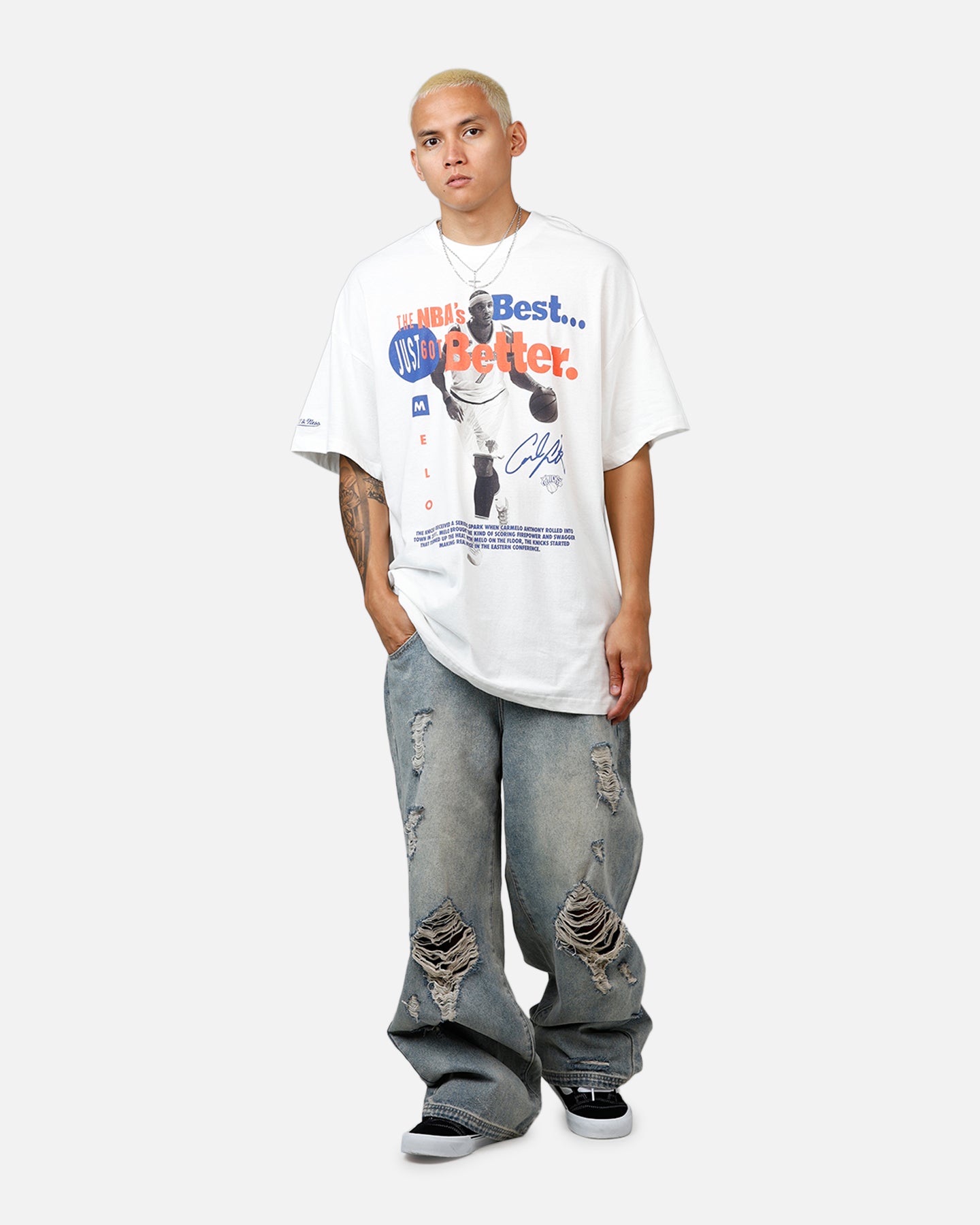Mitchell & Ness New York Knicks Carmelo Anthony Got Better T-Shirt Vintage White、mySite、zt4zffjzw