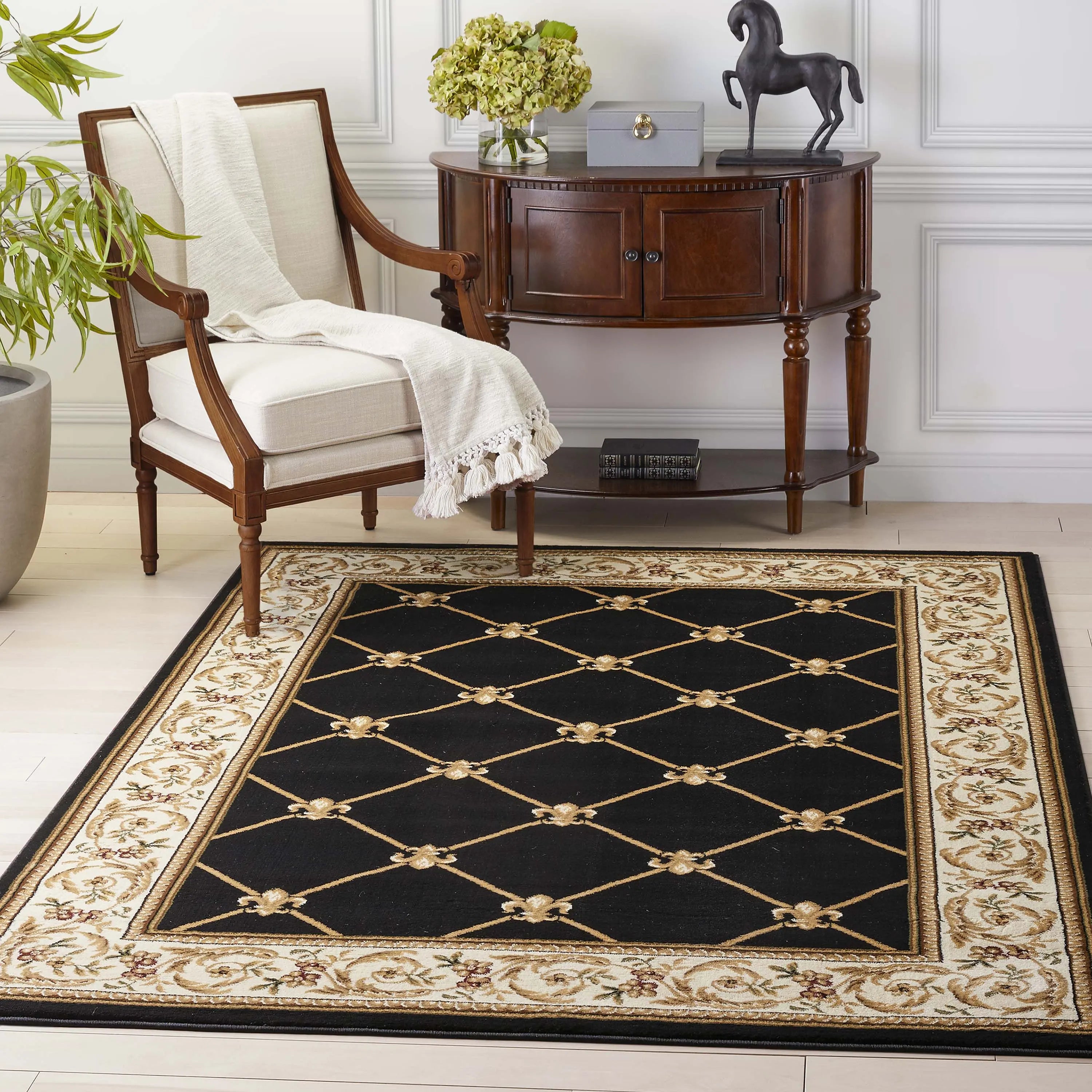Fleur De Lis Black Formal Rug、mySite、gigharbornorthrealestate