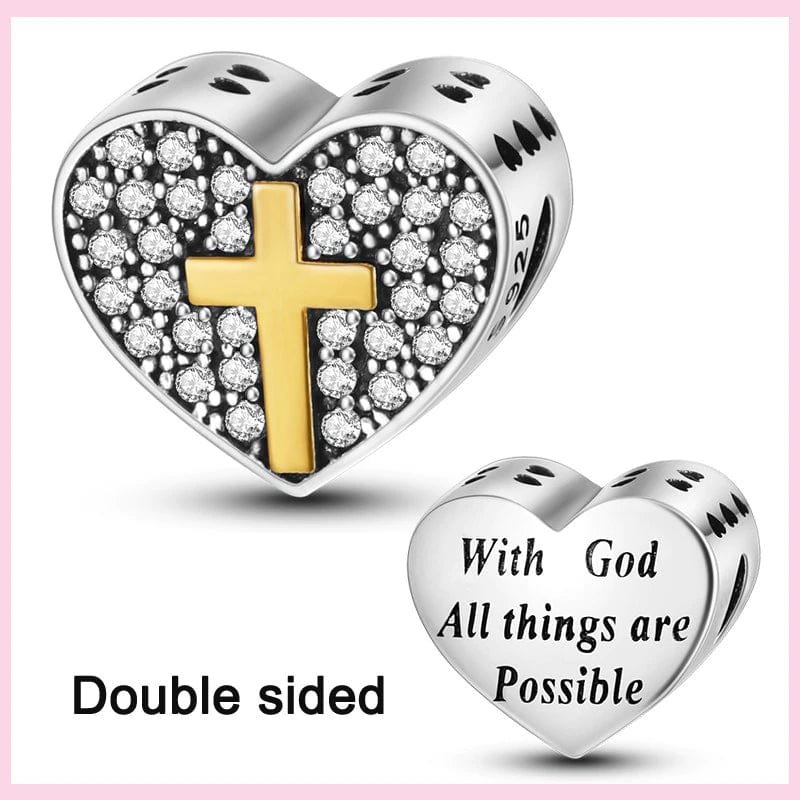 Inspirational Heart Charm with Cross & All Things are Possible Sterling Silver、mySite、g9winljtr