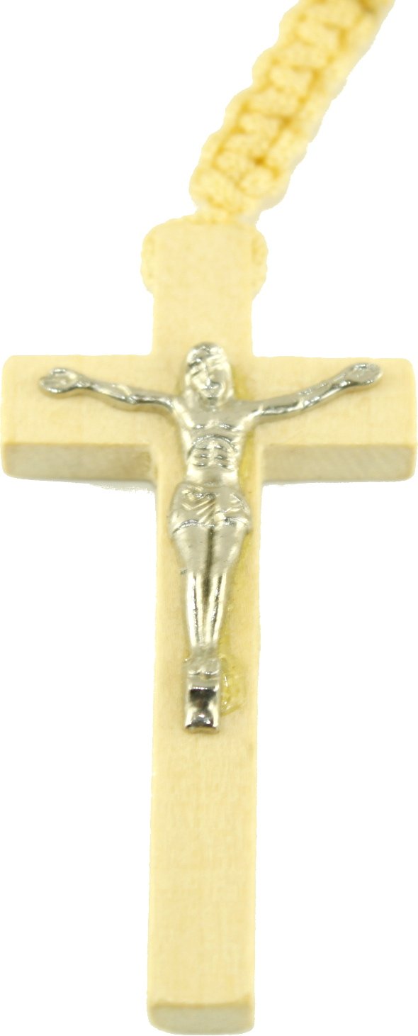 Pair of Ivory Tone Wooden Beads Rosaries with Velvet Bags : Rosary Necklaces with Jesus Corpus Metal glued、mySite、topwebapps