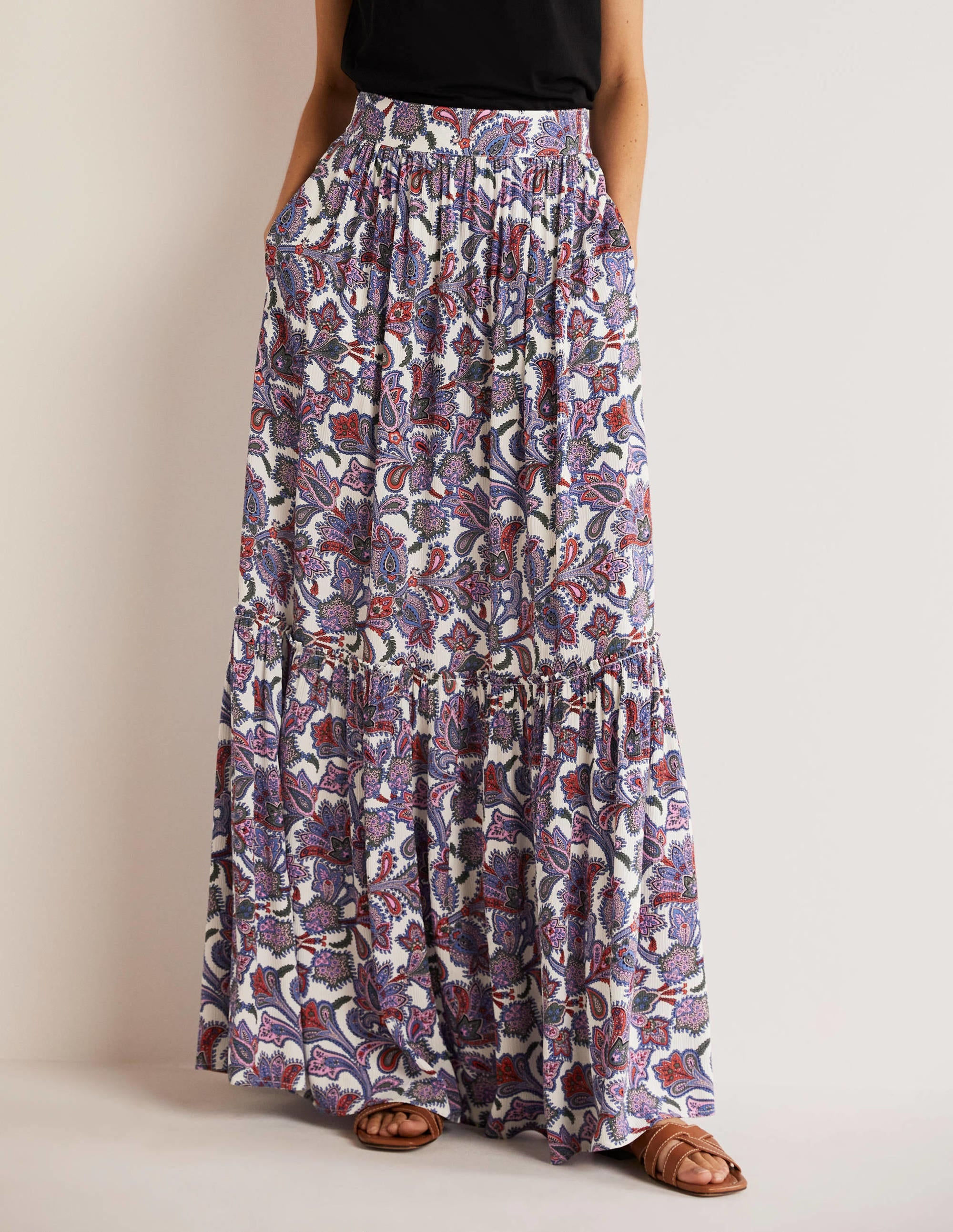  Grace Crinkle Maxi Skirt-Ivory, Paisley Bud、mySite、ashleygrahame