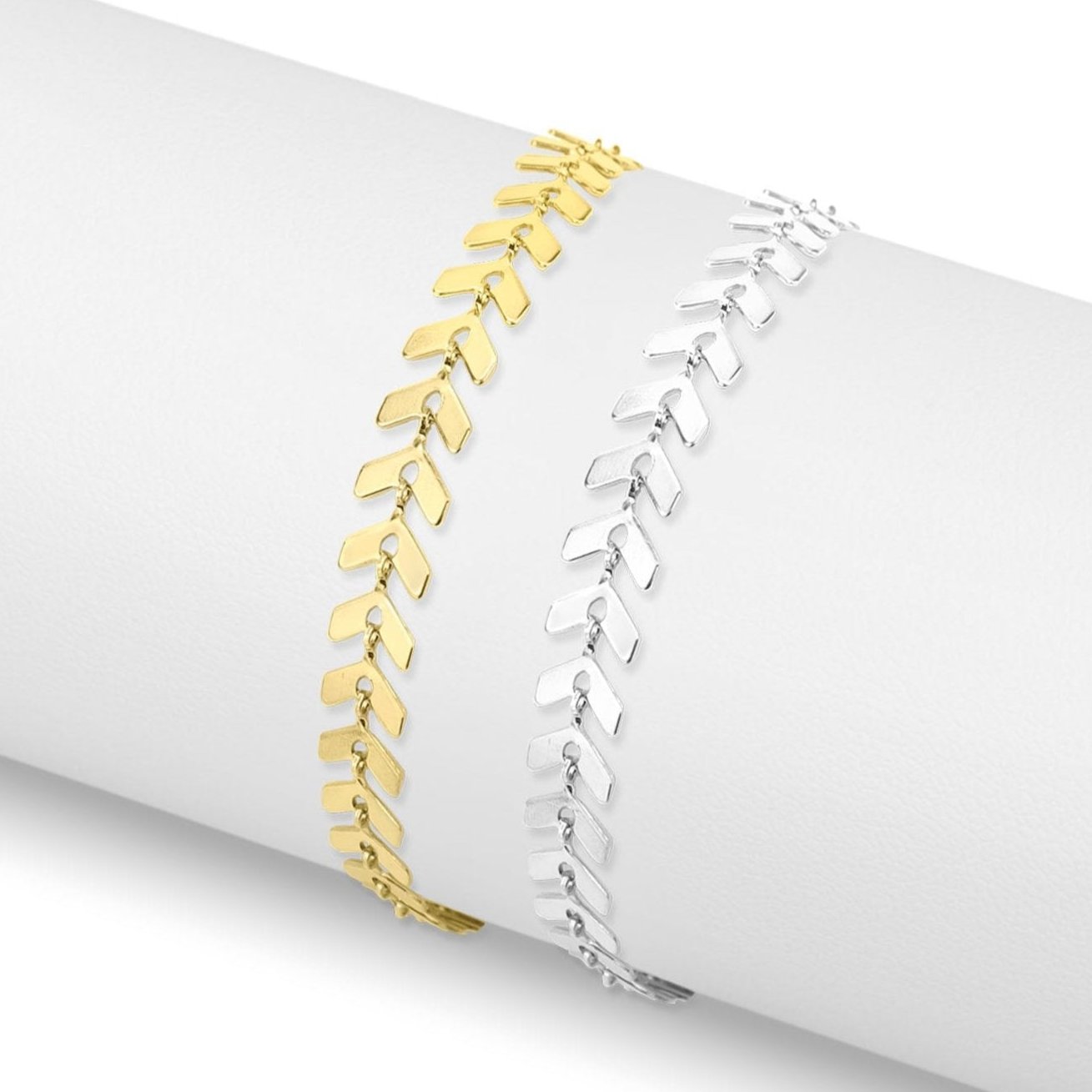 18K Gold PVD Stainless Steel Chevron Bracelet or Anklet / BRJ9099、mySite、dreamappss