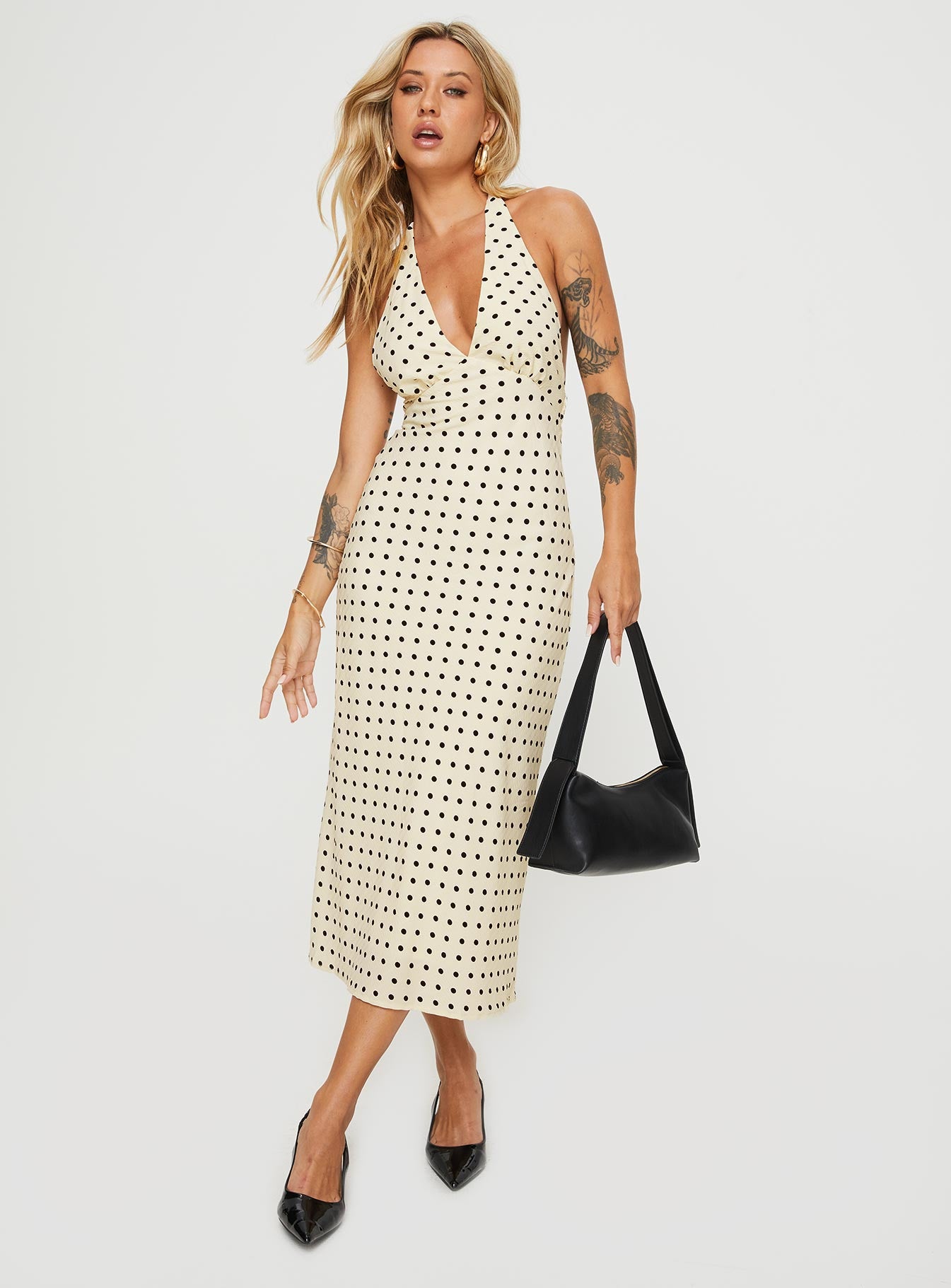 Kimbelle Halter Maxi Dress Cream / Polka Dot、mySite、solidvoid