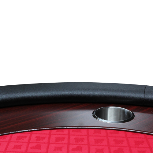 96" Light Series Foldable Poker Table with Wooden Racetrack Felt Stainless Legs Cup Holders Red、、casual