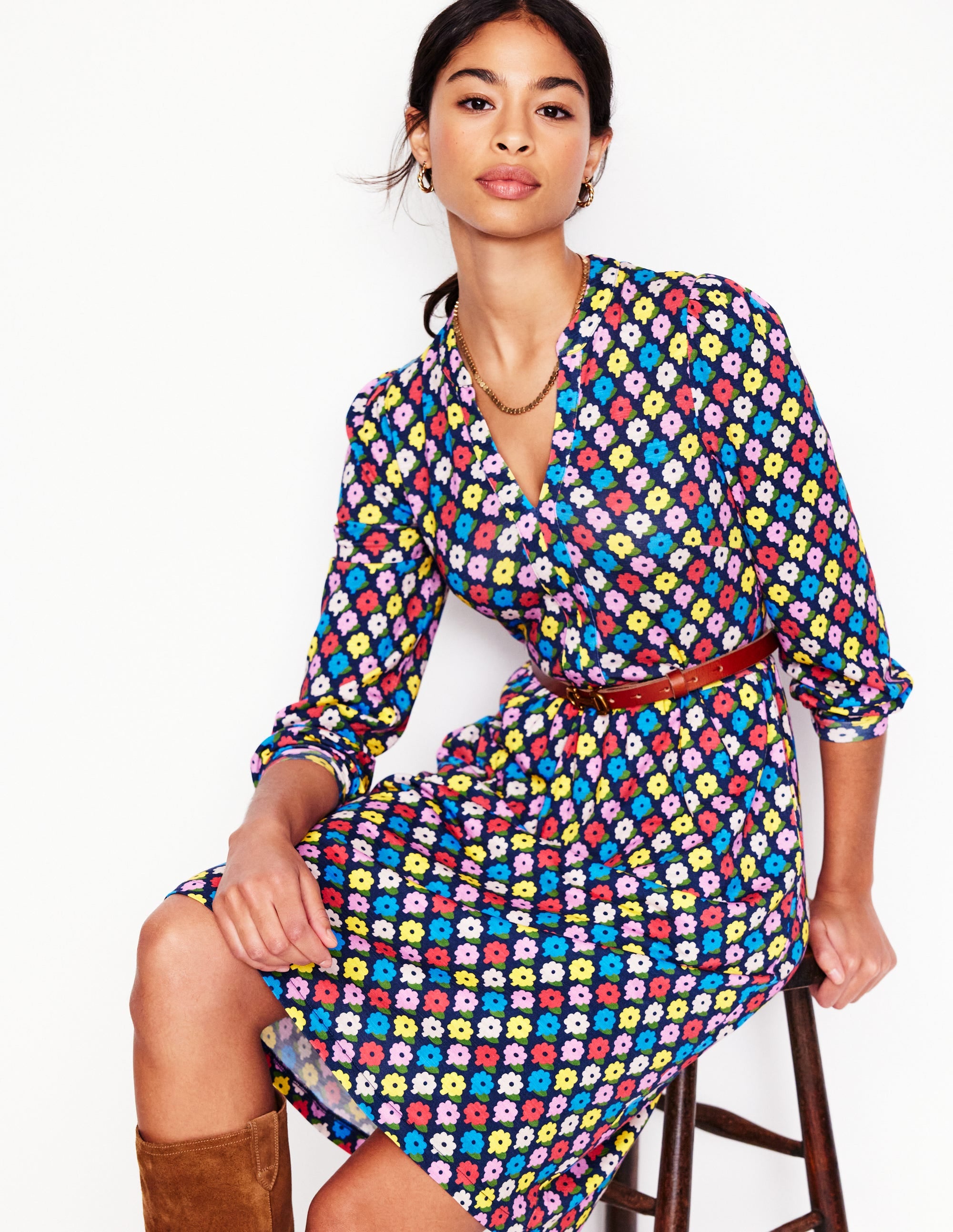  Naomi Relaxed Jersey Dress-French Navy, Flowerbed、mySite、ashleygrahame