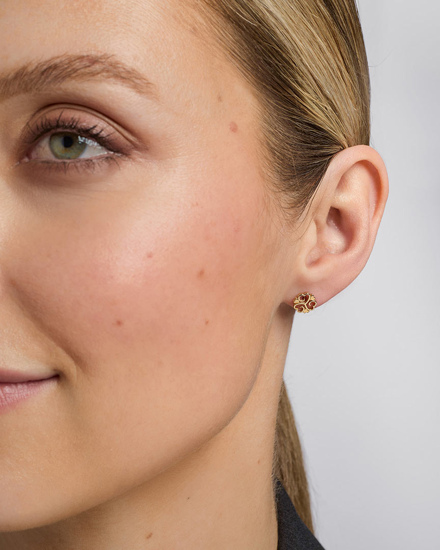  10K Gold Fancy Shamrock Stud Earrings