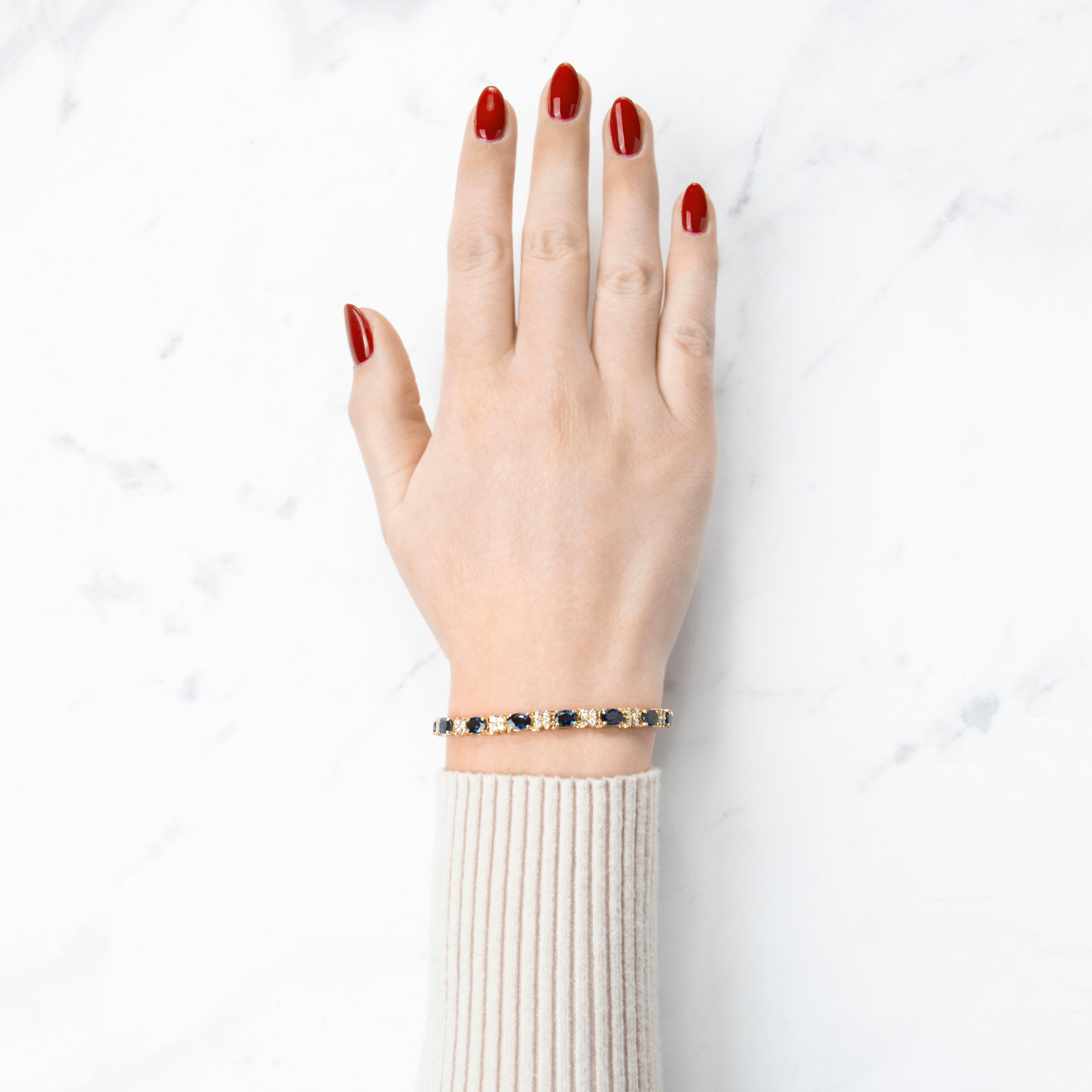 Vintage 14k Yellow Gold 7.68cttw Sapphire 1.15cttw Diamond Tennis Bracelet 6.5、mySite、hinf8tx79